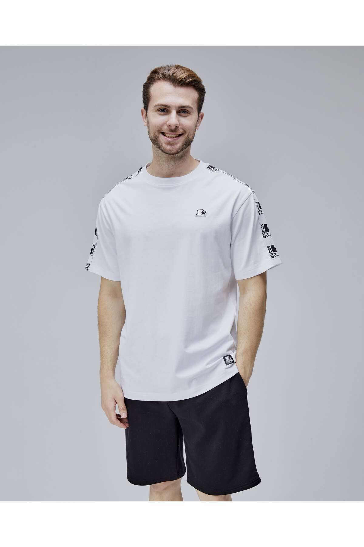 Starter EASTWOOD Beyaz Bisiklet Yaka Baskılı Oversize Erkek Tshirt