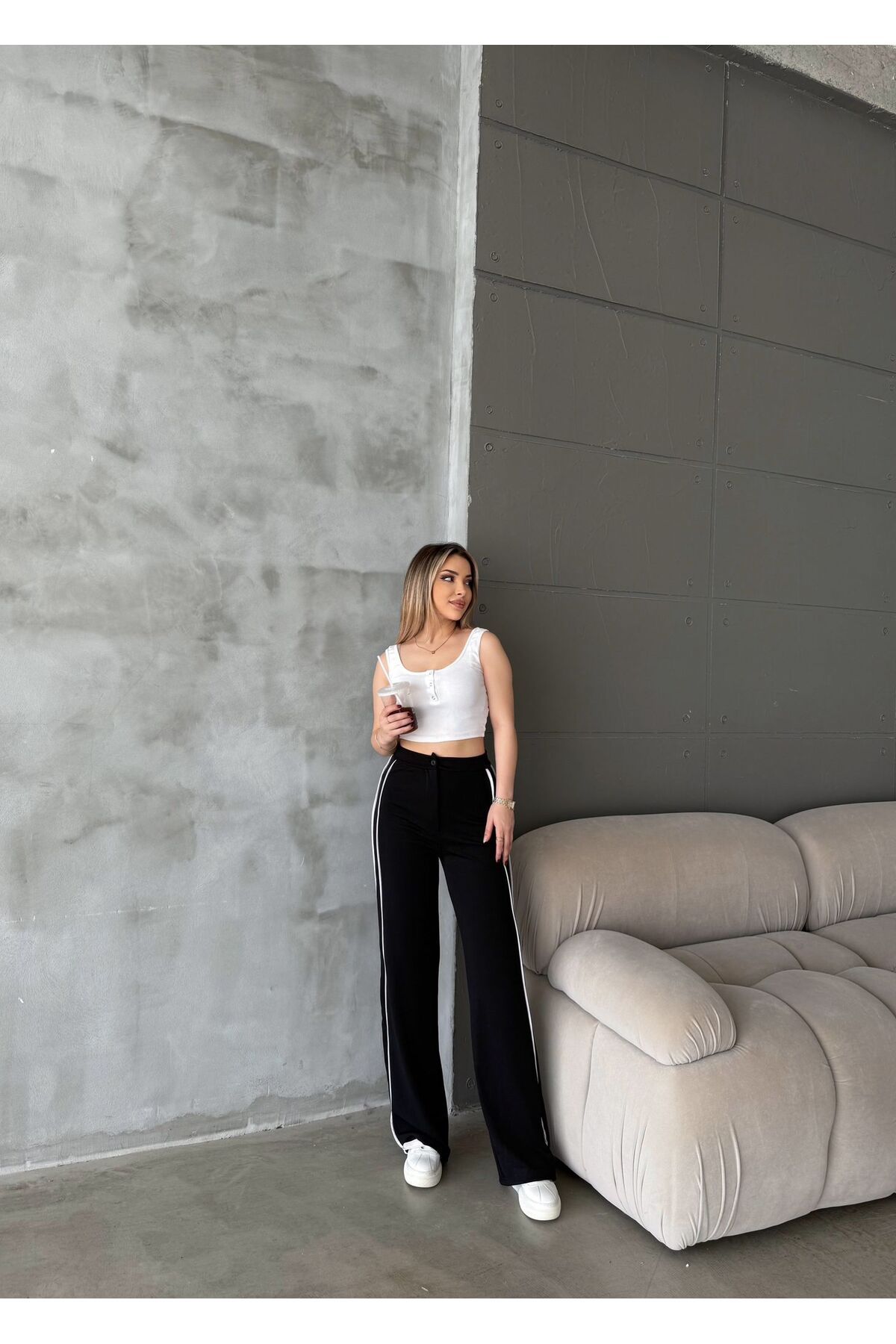RPT MODA ARABİYELİ YÜKSEK BEL LİKRALI PALAZZO PANTOLON