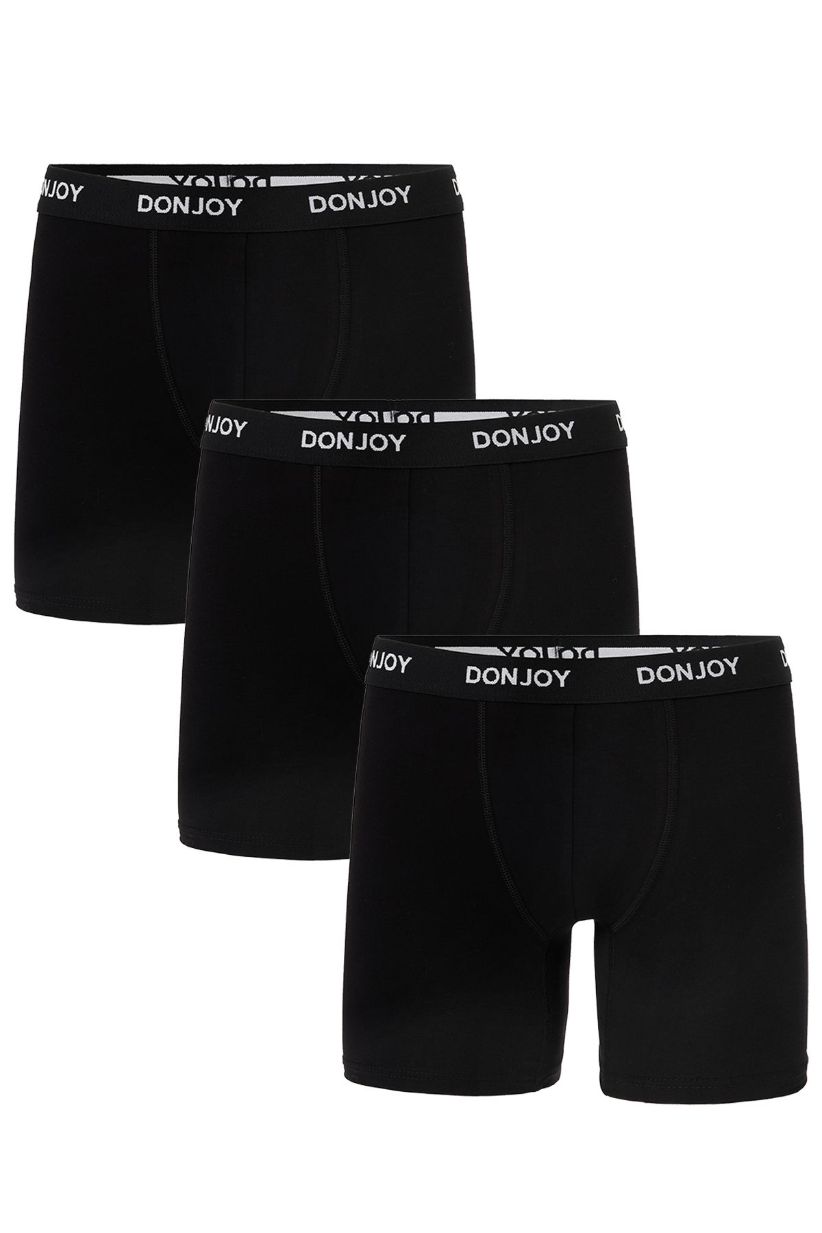 don joy Erkek 3'lü Penye Pamuklu Beli Lastikli Siyah Boxer