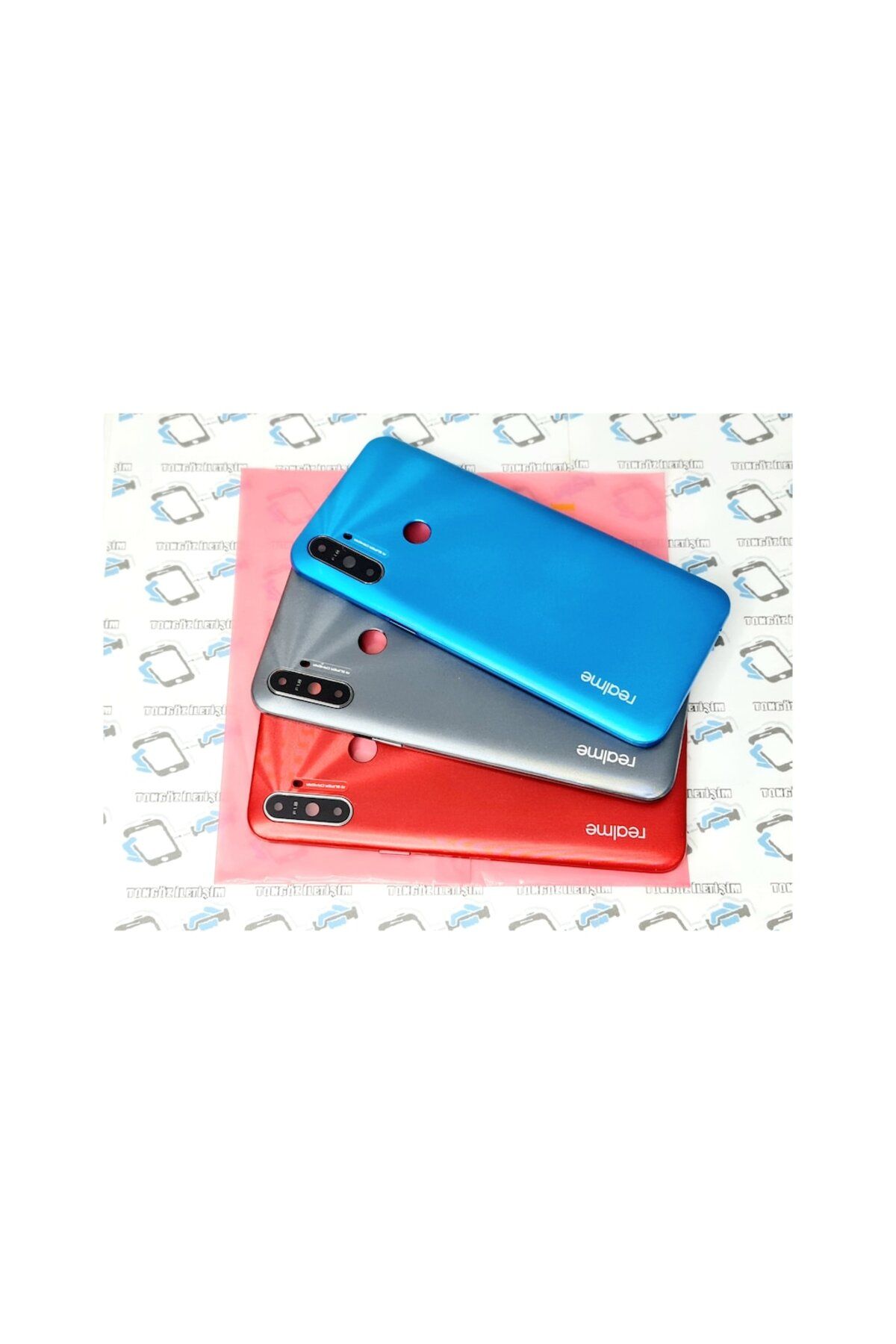 Asia Oppo Realme Uyumlu C3 Kasa Arka Kapak Batarya Pil Kapağı (Lenssiz) Mavi