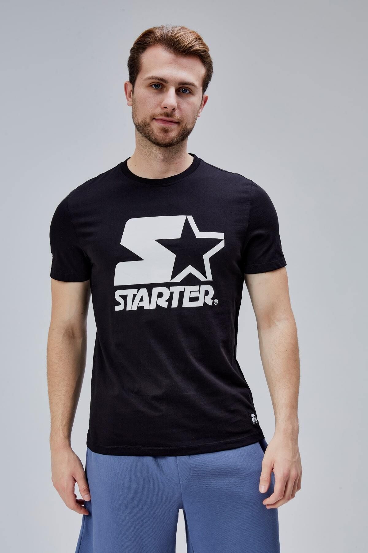 Starter HUDSON Siyah Bisiklet Yaka Baskılı Standard Fit Erkek Tshirt