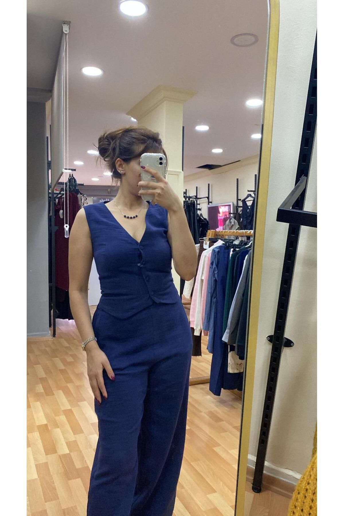 Butik Müslin Yelekli Kadın Takım