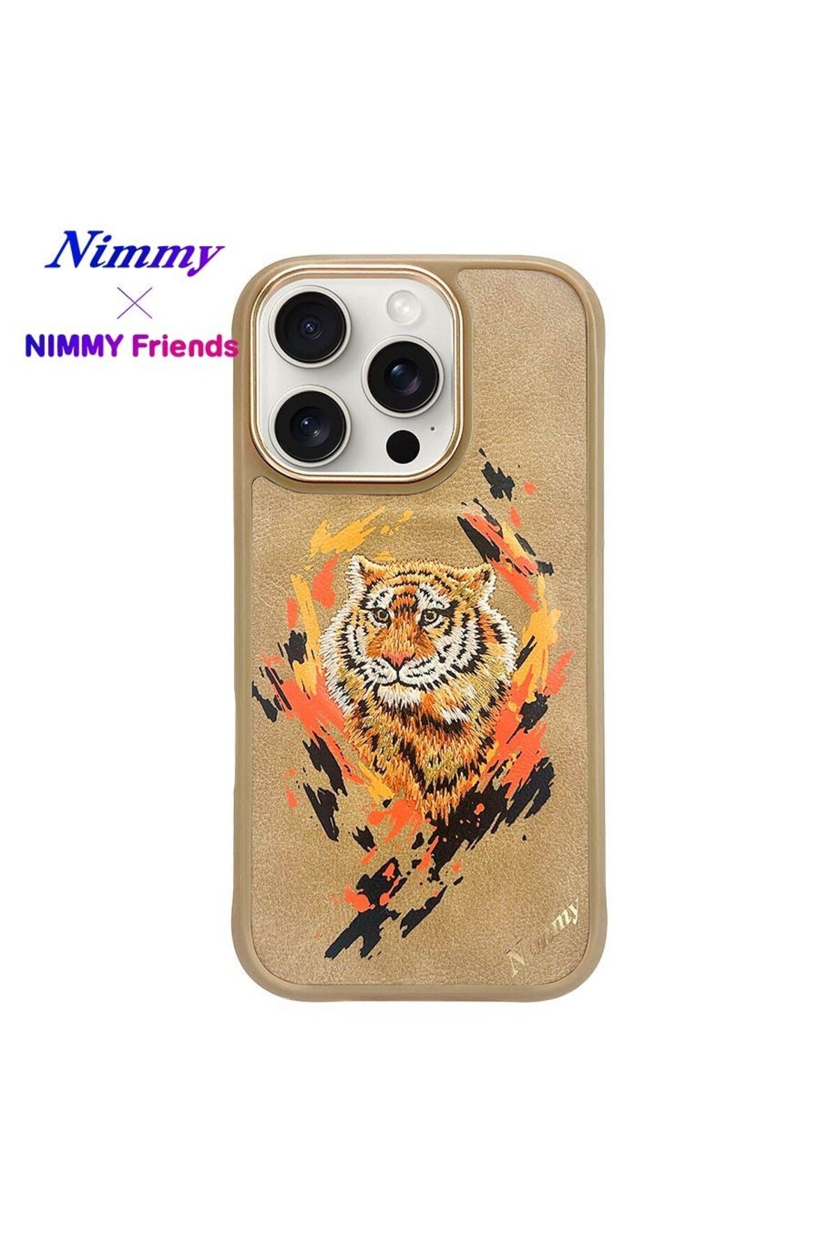 Nimmy iPhone 16 Pro Max Uyumlu MagSafe Özellikli Gerçek Nakış İşlemeli Kaplan Desenli Dazzling Kılıf