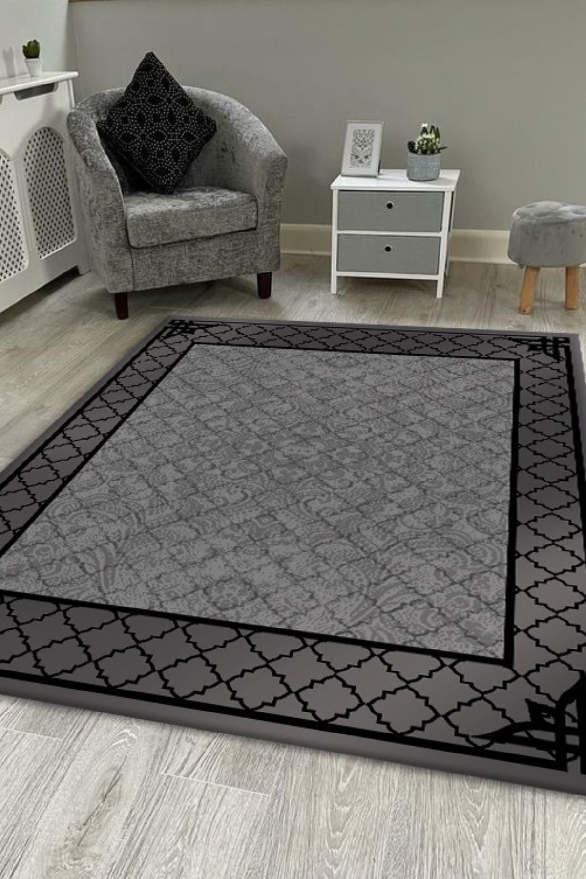DERAS HOME Dijital Baskı Yıkanabilir Kaymaz Taban Salon Halısı Yolluk