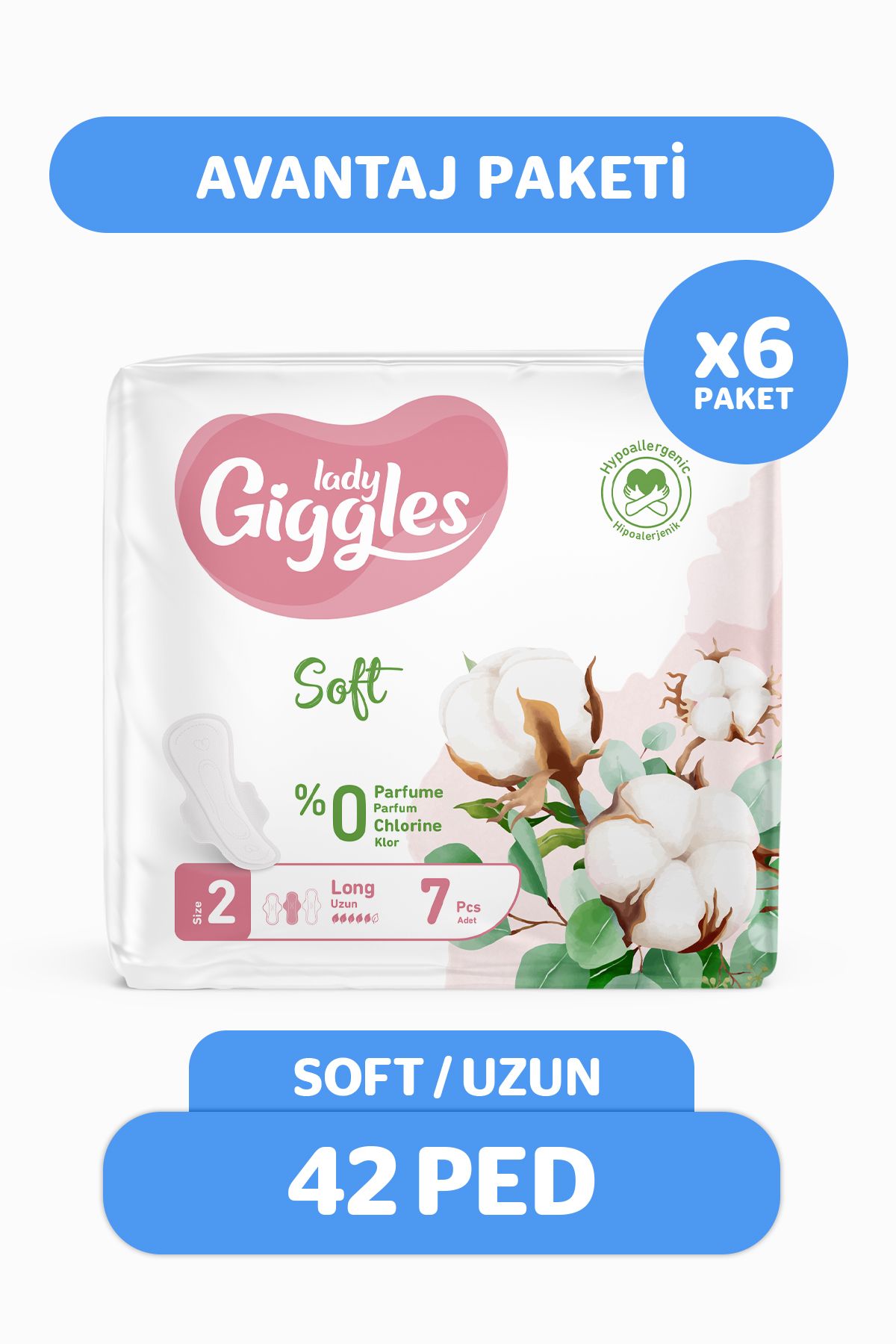 giggles Lady Soft Hijyenik Ped Uzun Avantaj Paketi 42 Adet