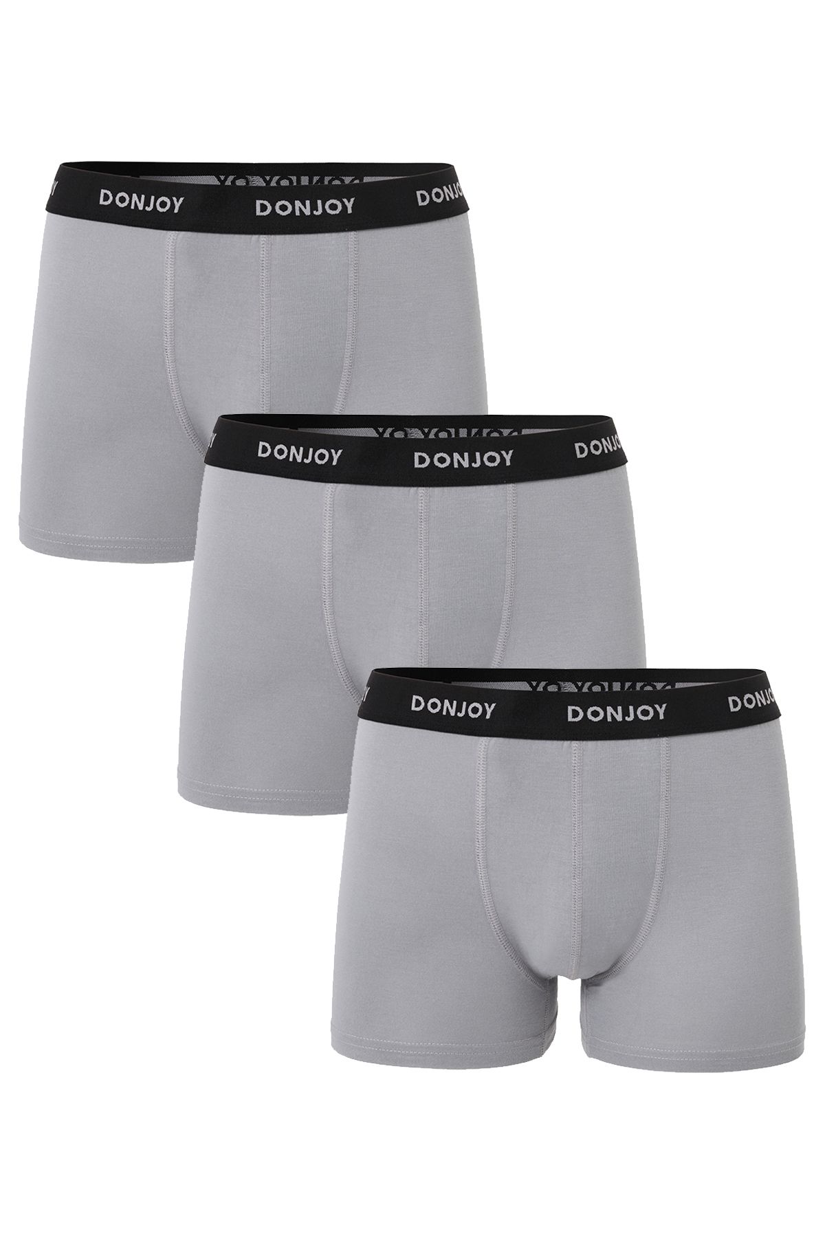 don joy Erkek 3'lü Bambu Beli Lastikli Gri Boxer