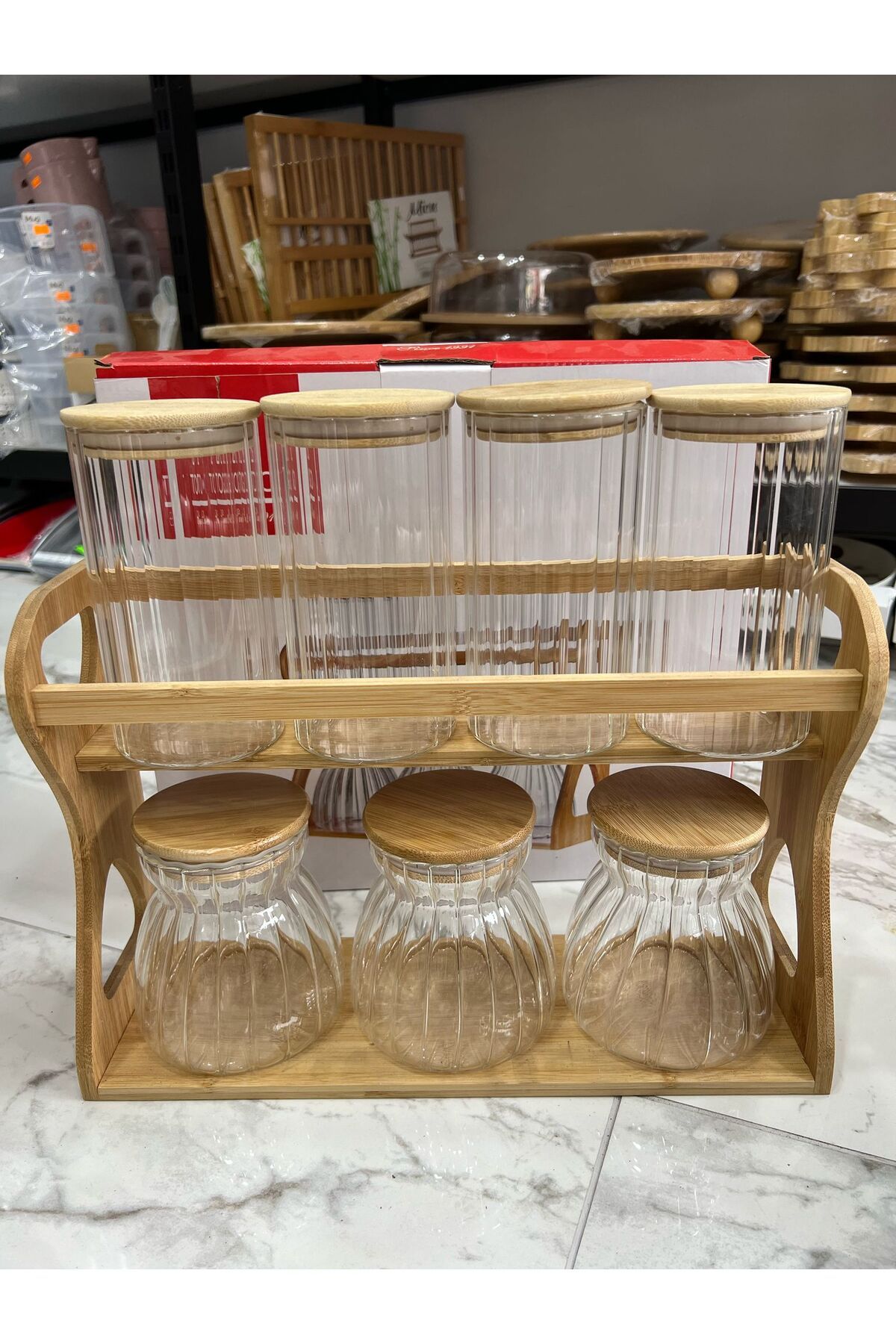 TT Home TOGO BAMBU 8 PARÇA BAHARATLIK STANTLI SET