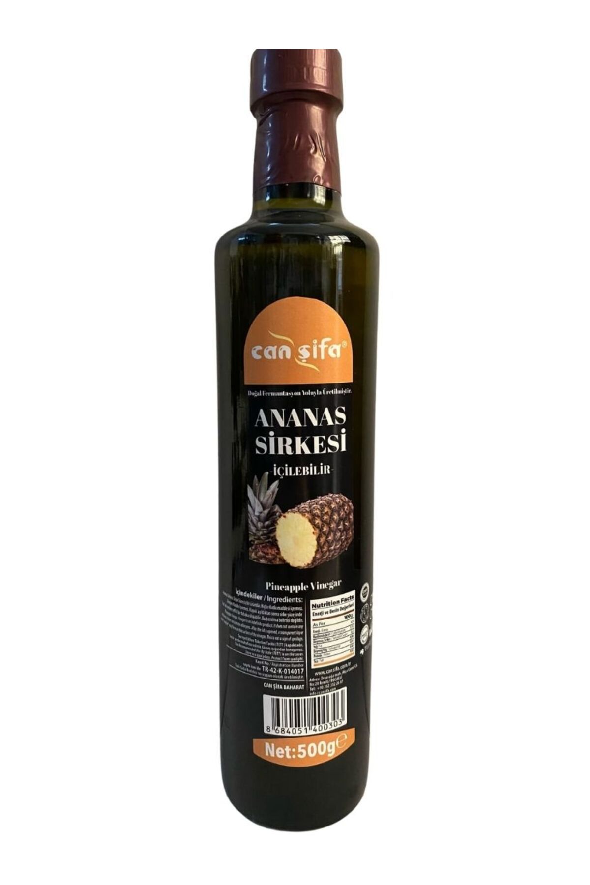 Can Şifa Canşifa İçilebilir Doğal Fermantasyon Ananas Sirkesi 500 ML
