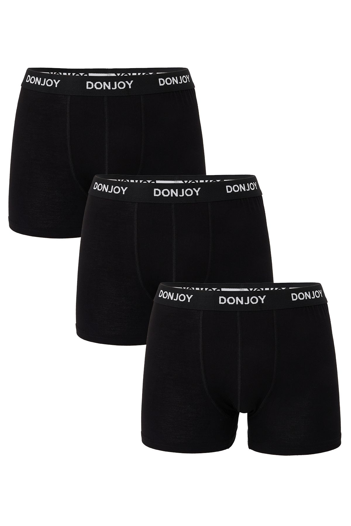 don joy Erkek 3'lü Bambu Beli Lastikli Siyah Boxer