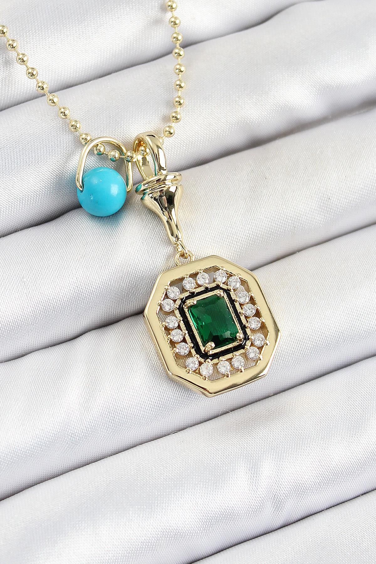 Celira Gold Renk Pirinç Zirkon Taşlı Kadın Serenay Kolyesi