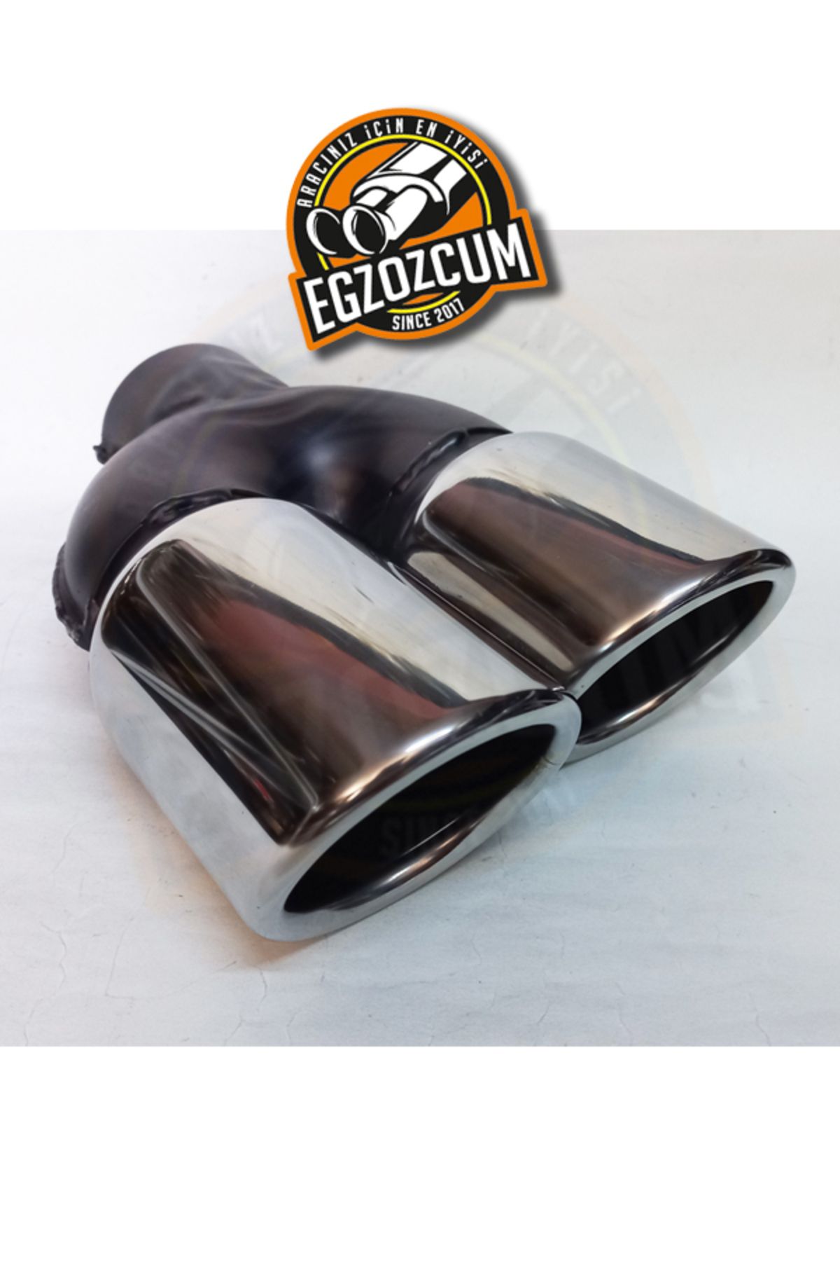 EGZOZCUM 76 mm. Eğimli kesik sağ çiftli krom egzoz ucu sessiz 1 adet eksoz başlığı