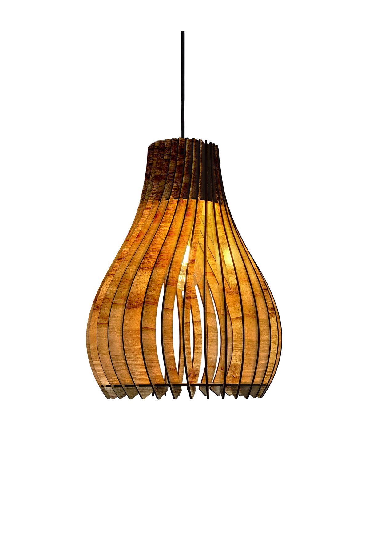 Design OTTO Vialux 14 Renk Modern Ahşap Bohem Avize Tekli Sarkıt Lamba Sarı Kırmızı Siyah Beyaz Aydınlatma