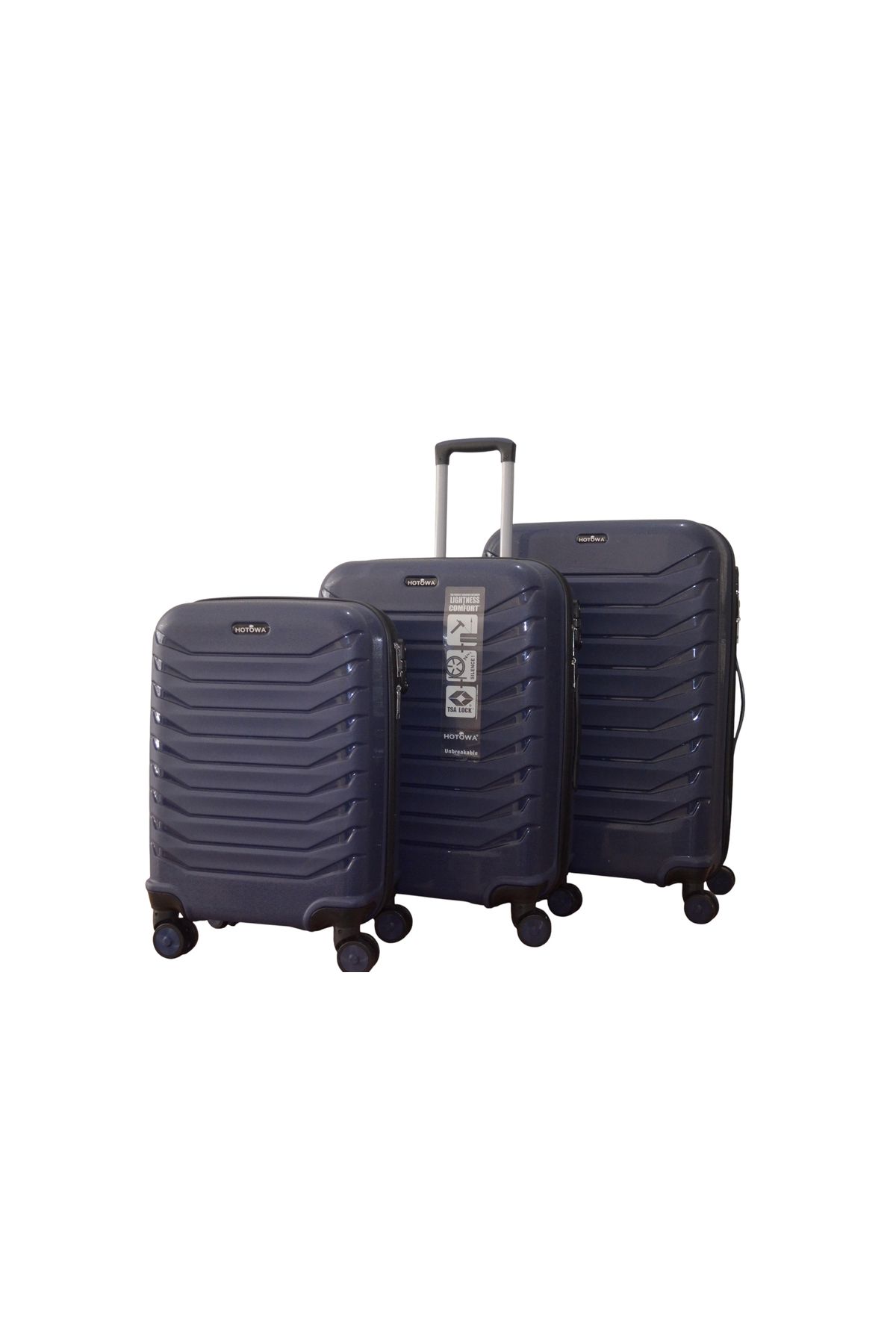Hotowa Gold PP Valiz 8012 Lacivert TSA Kilitli Üçlü Set