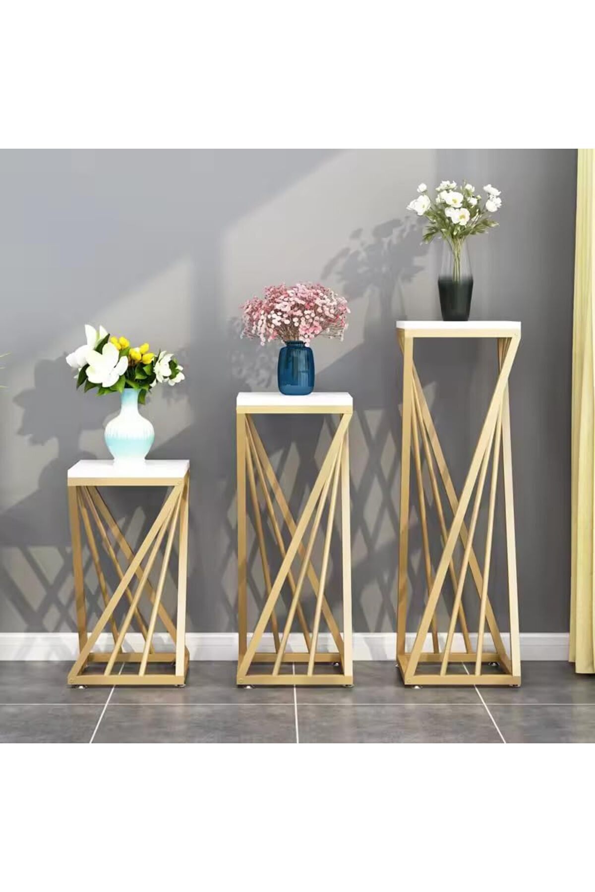 Generic-VITAL Square Side Tables, Simple Marble Top Sofa End Tables with Metal Wire Frame and Plastic Footpa 4