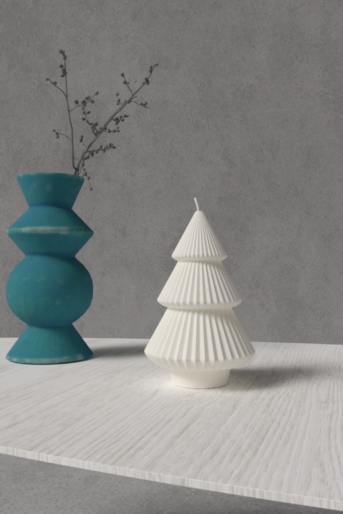 Home Desenli Yılbaşı Ağacı Dekoratif Mum - Kokulu Vegan Soya Wax Mumu 1 Adet