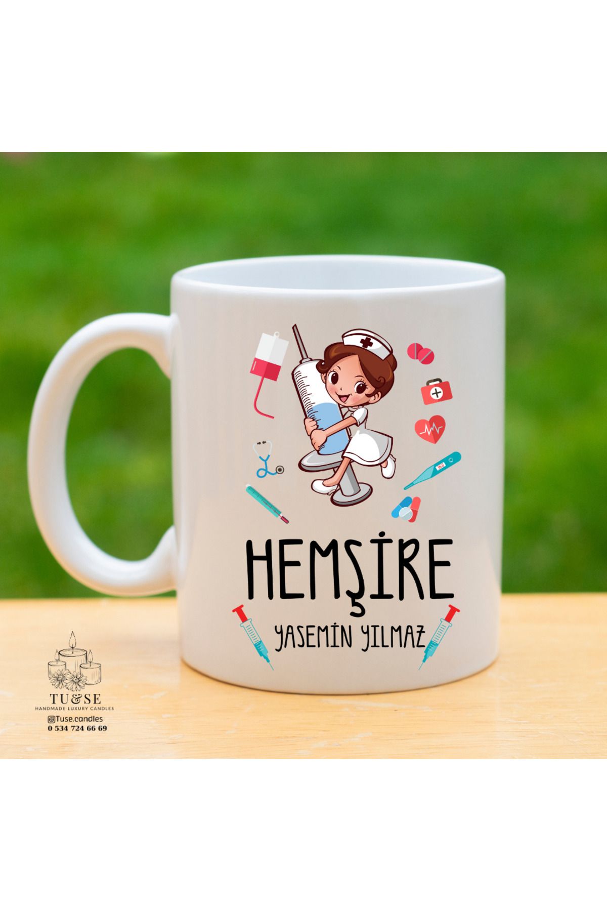 Tu&Se Candles Kişiye Özel Hemşire Kupası – İsmini Yazdır, Anlam Kat