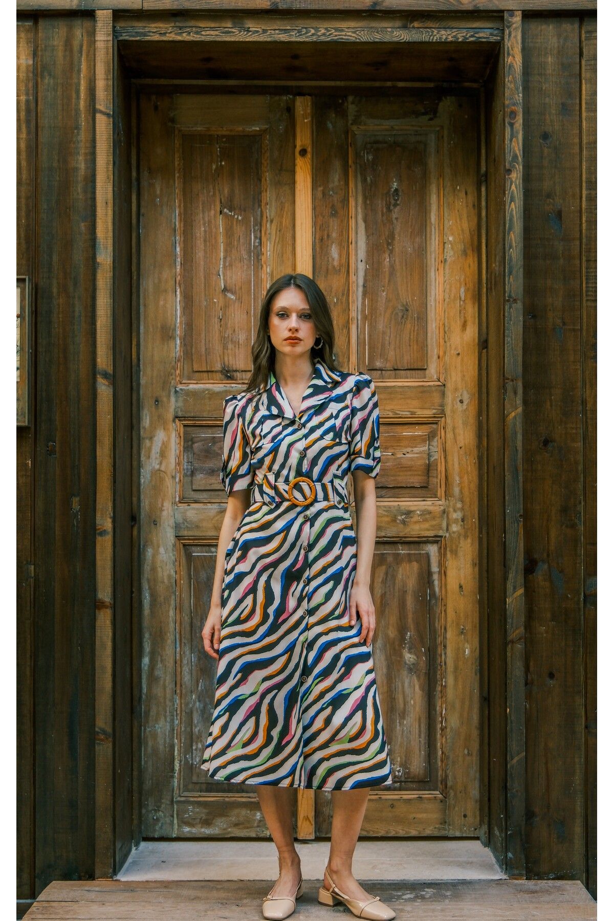 Esra Semiz ZEBRA DESEN POPLİN ELBİSE