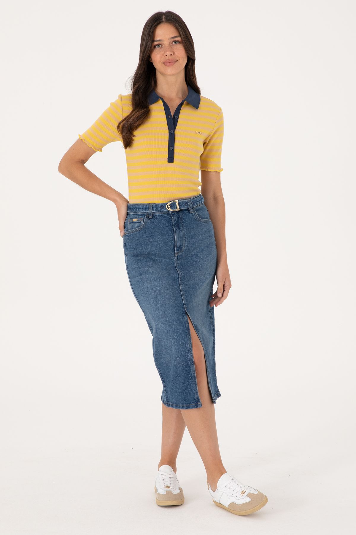 U.S. Polo Assn. Kadın Mavi Jean Etek 50301068-DN0022