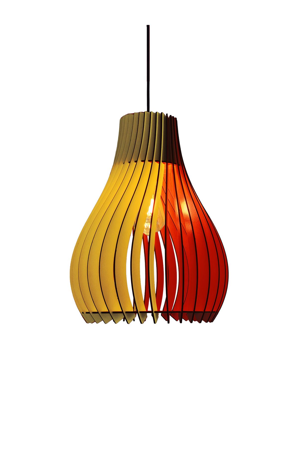 Design OTTO Vialux 14 Renk Modern Ahşap Bohem Avize Tekli Sarkıt Lamba Sarı Kırmızı Siyah Beyaz Aydınlatma