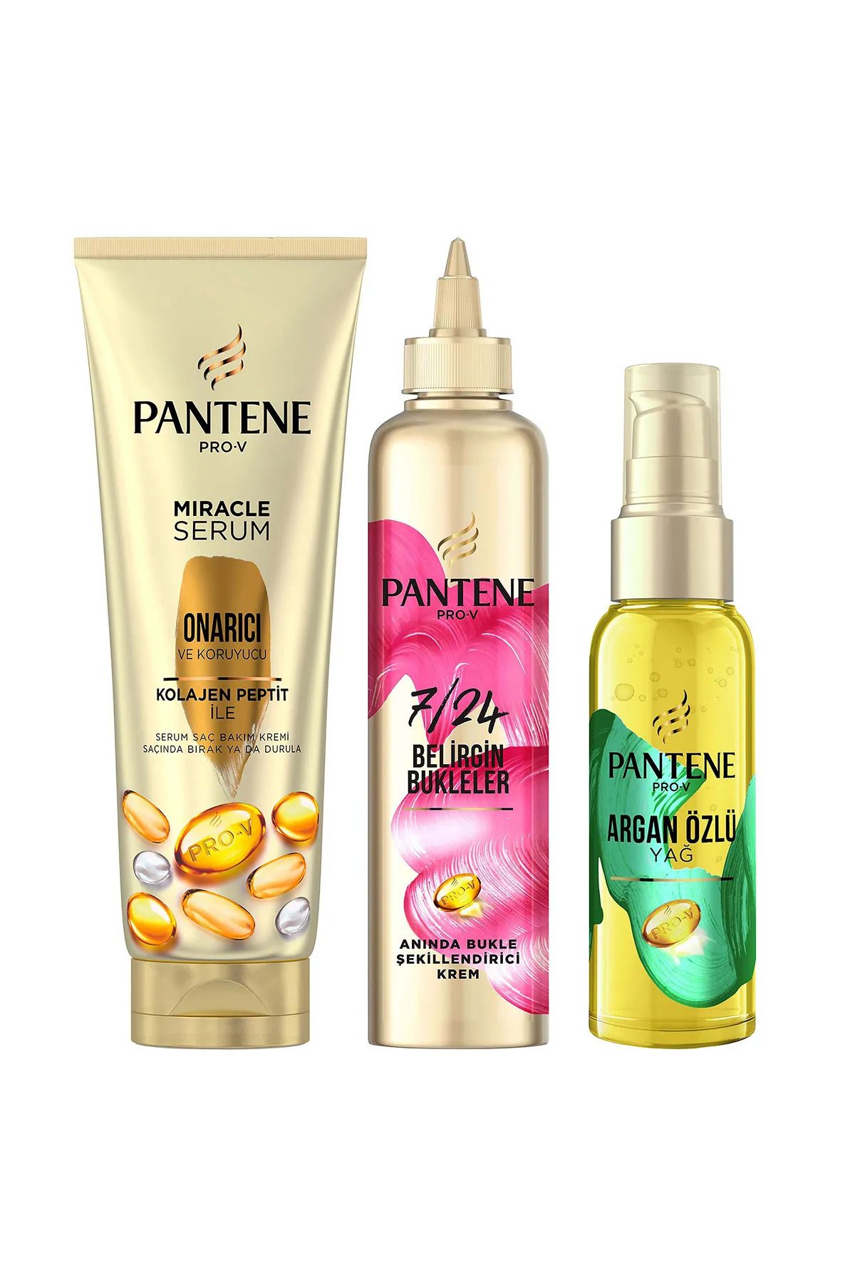 Pantene Argan Yağlı Saç Serumu 100mlx4+Bukle Şekillendirici 300mlx4+Onarıcı Koruyucu Saç Kremi 200mlx4