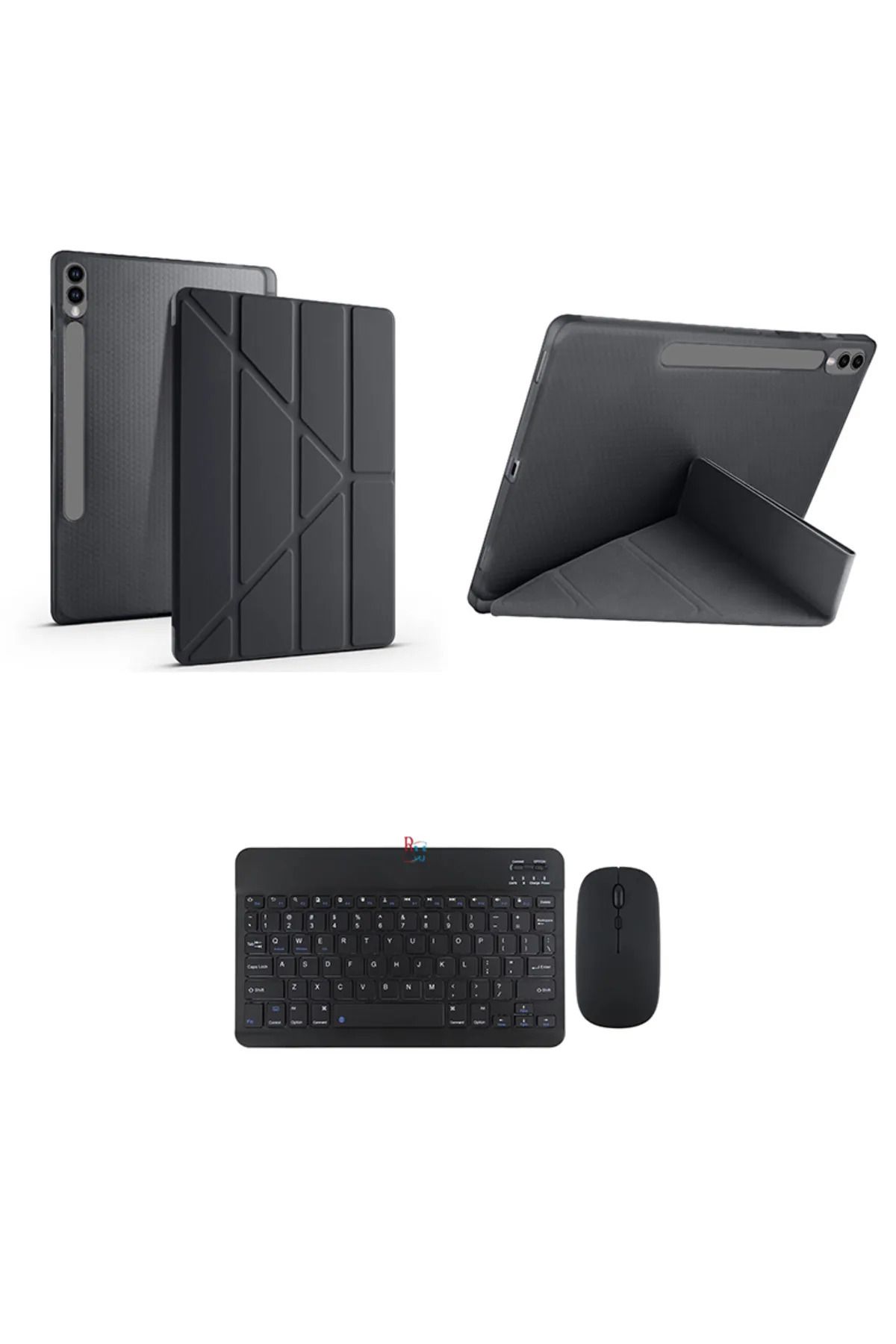 redmud teknoloji Samsung Galaxy Tab S9 Plus 12.4 inç İle Uyumlu Üçgen Standlı Kılıf Ve Klavye Mouse 2 li Set