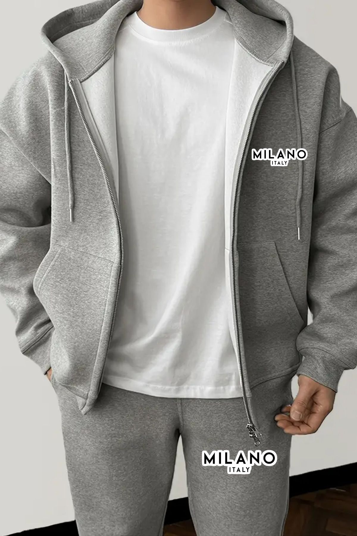 GBRO Unisex Milano Baskılı Kapşonlu Ceket Eşofman Altı