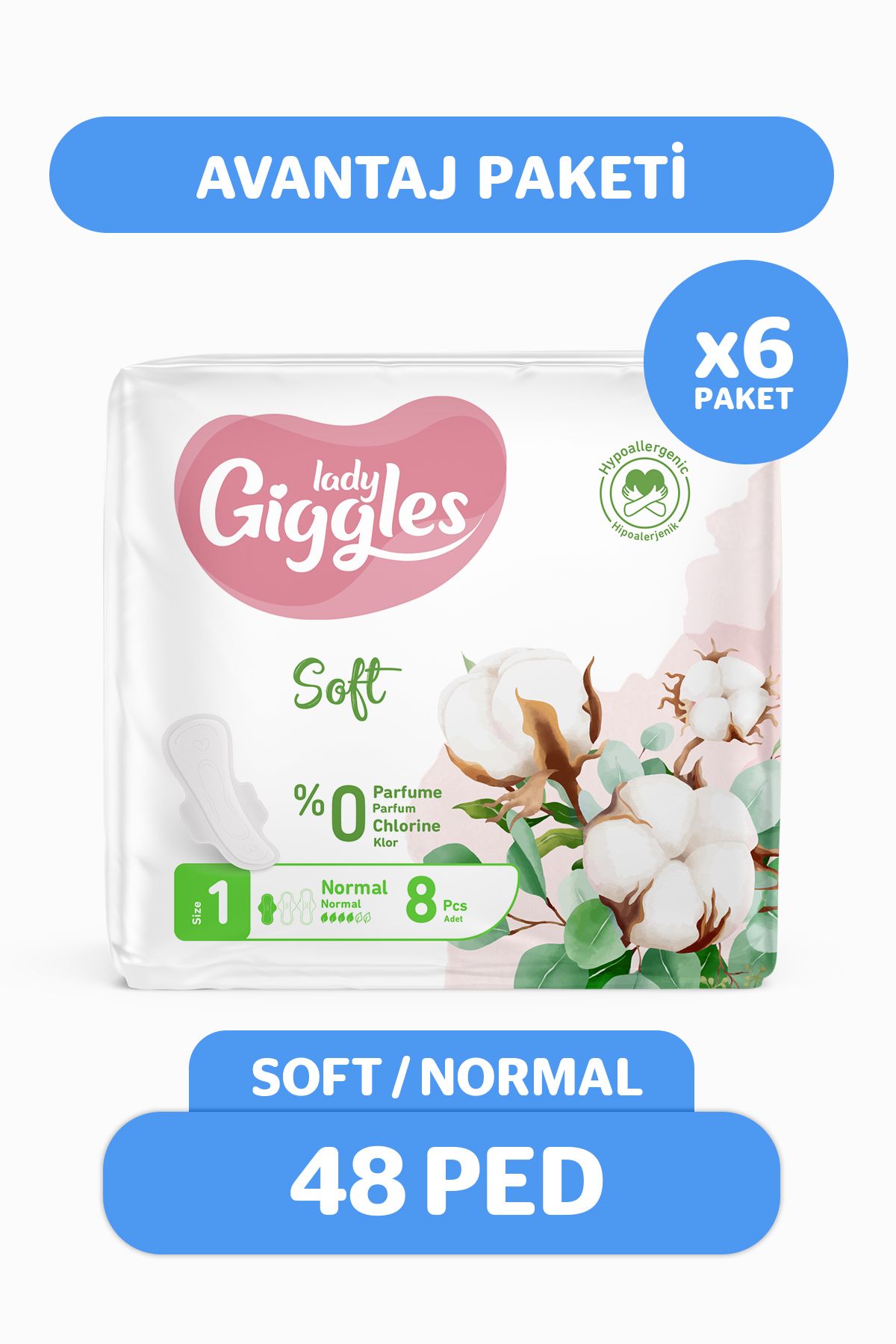 giggles Lady Soft Hijyenik Ped Normal Avantaj Paketi 48 Adet