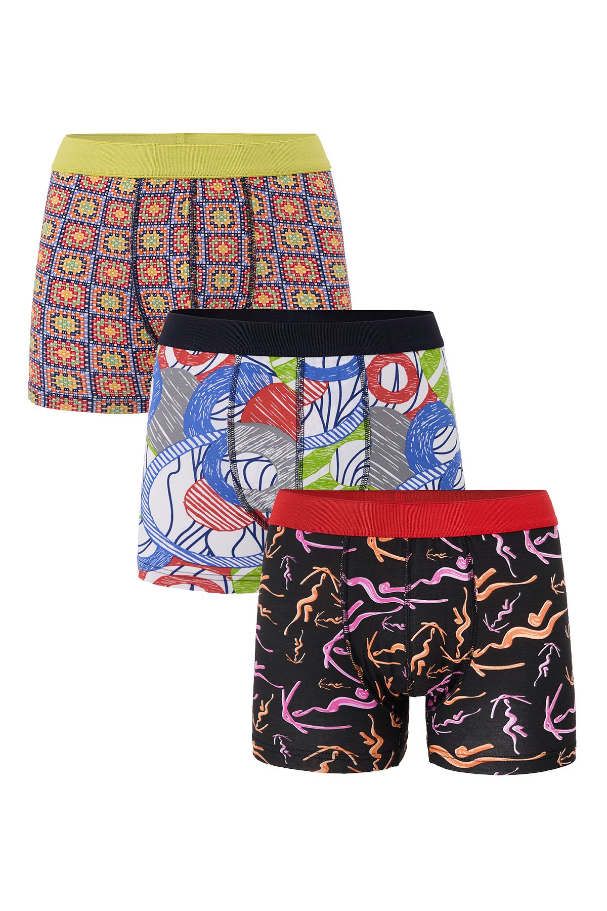 don joy Erkek 3'lü Penye Beli Lastikli Pamuklu Boxer
