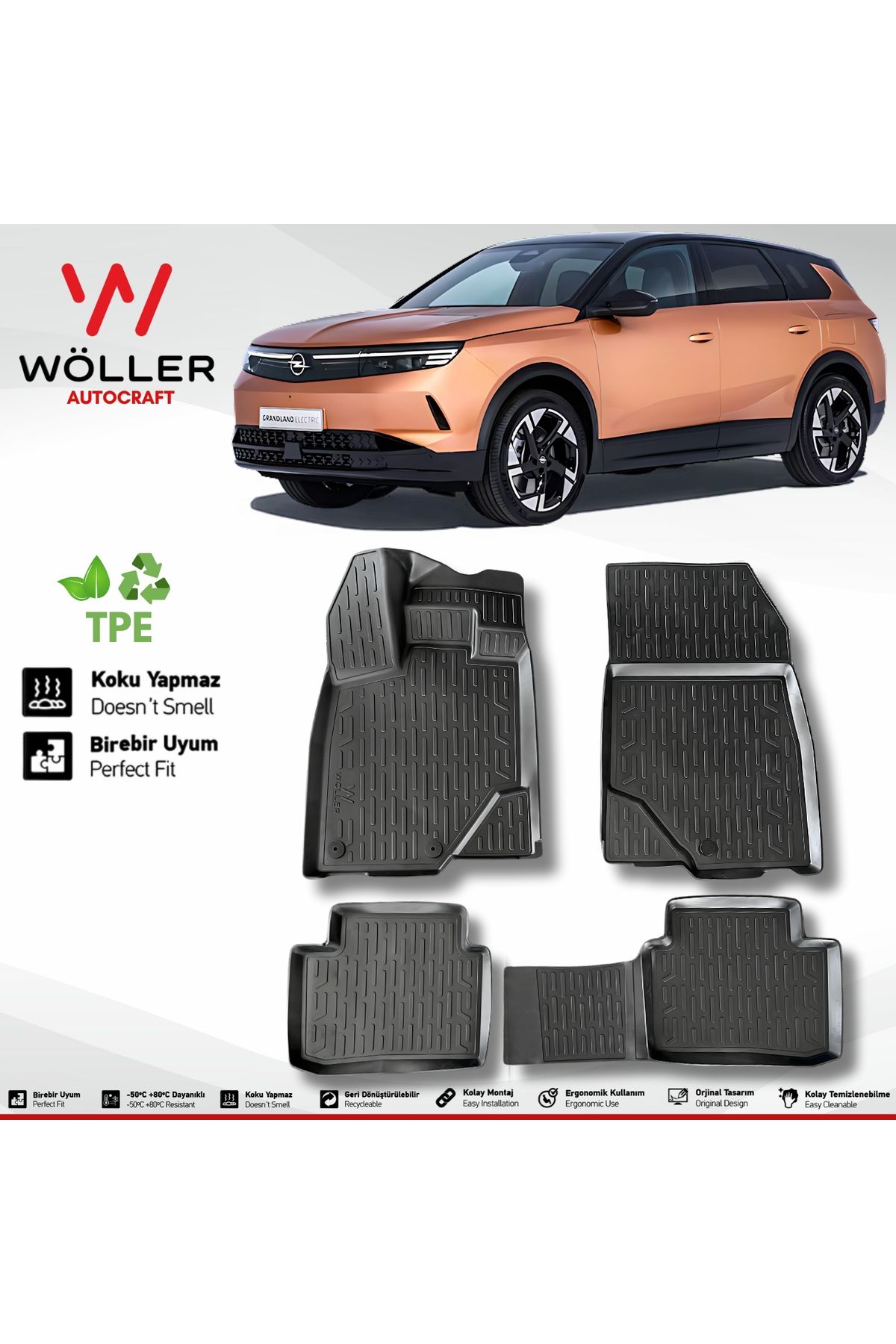 wöller Yeni Opel Grandland Paspas 2025 Sonrası Uyumlu 3d Havuzlu Paspas