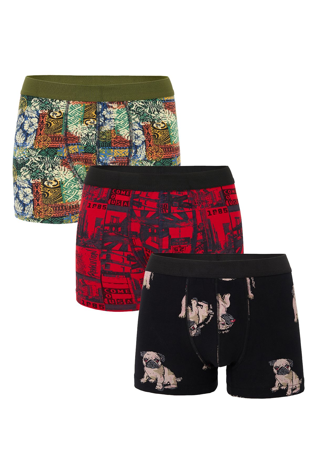don joy Erkek 3'lü Penye Beli Lastikli Pamuklu Boxer