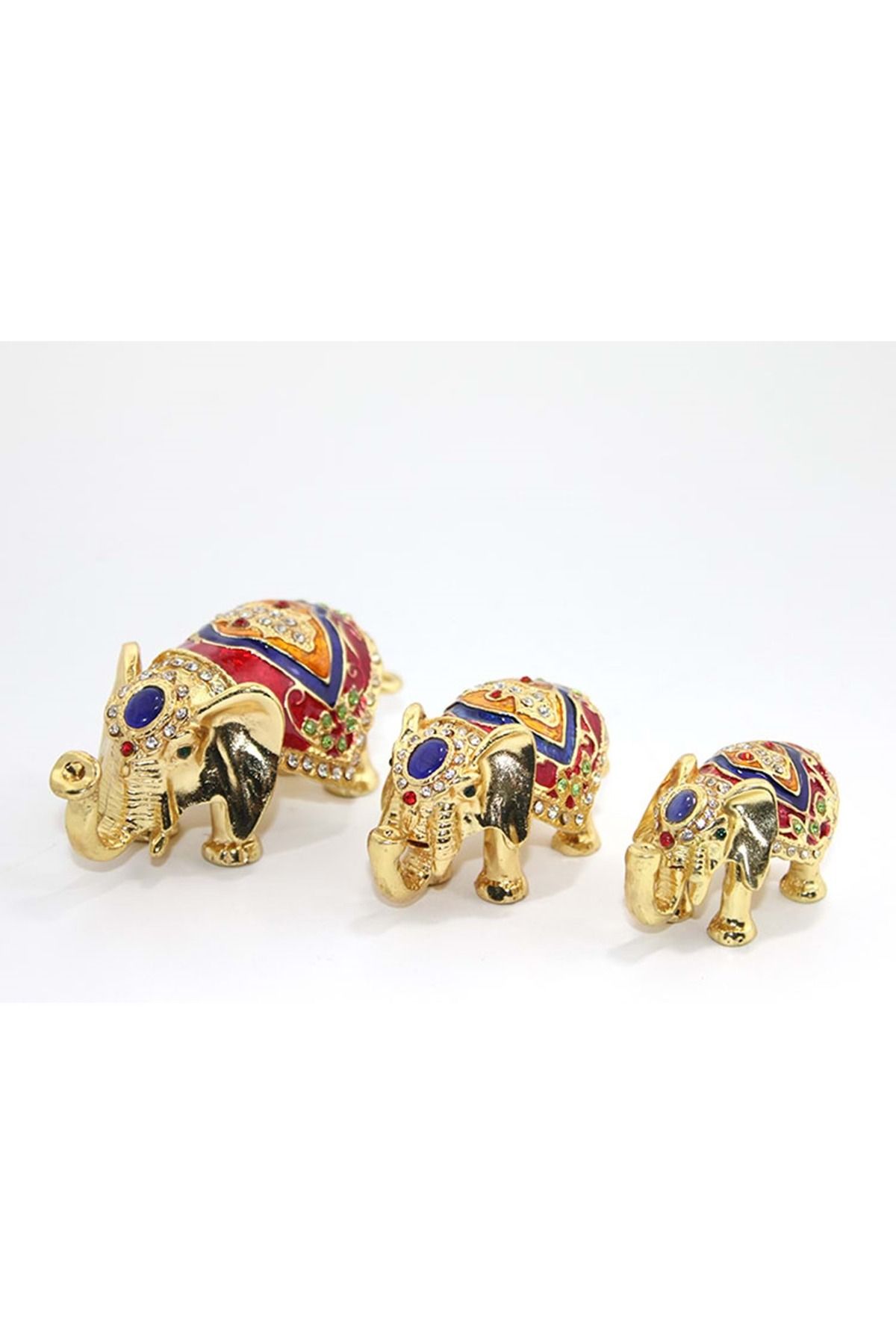 Store Sıvaroskı Taşlı 3'Lü Fil Figürü 9*7*5 Cm