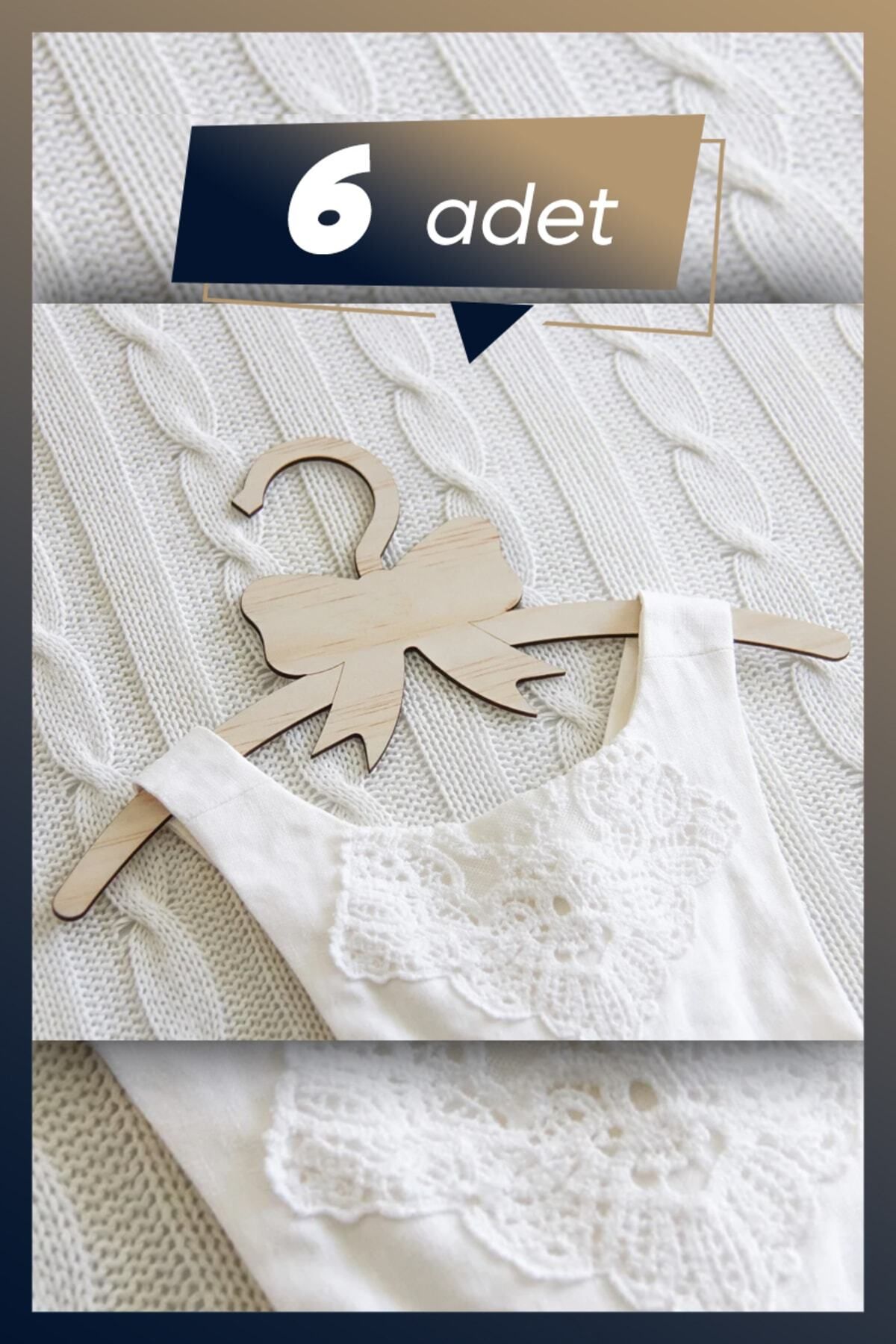Aoz atölye Ahşap Mdf Çocuk Askısı 6 Adet Kurdele Askılık Bebek Askılığı
