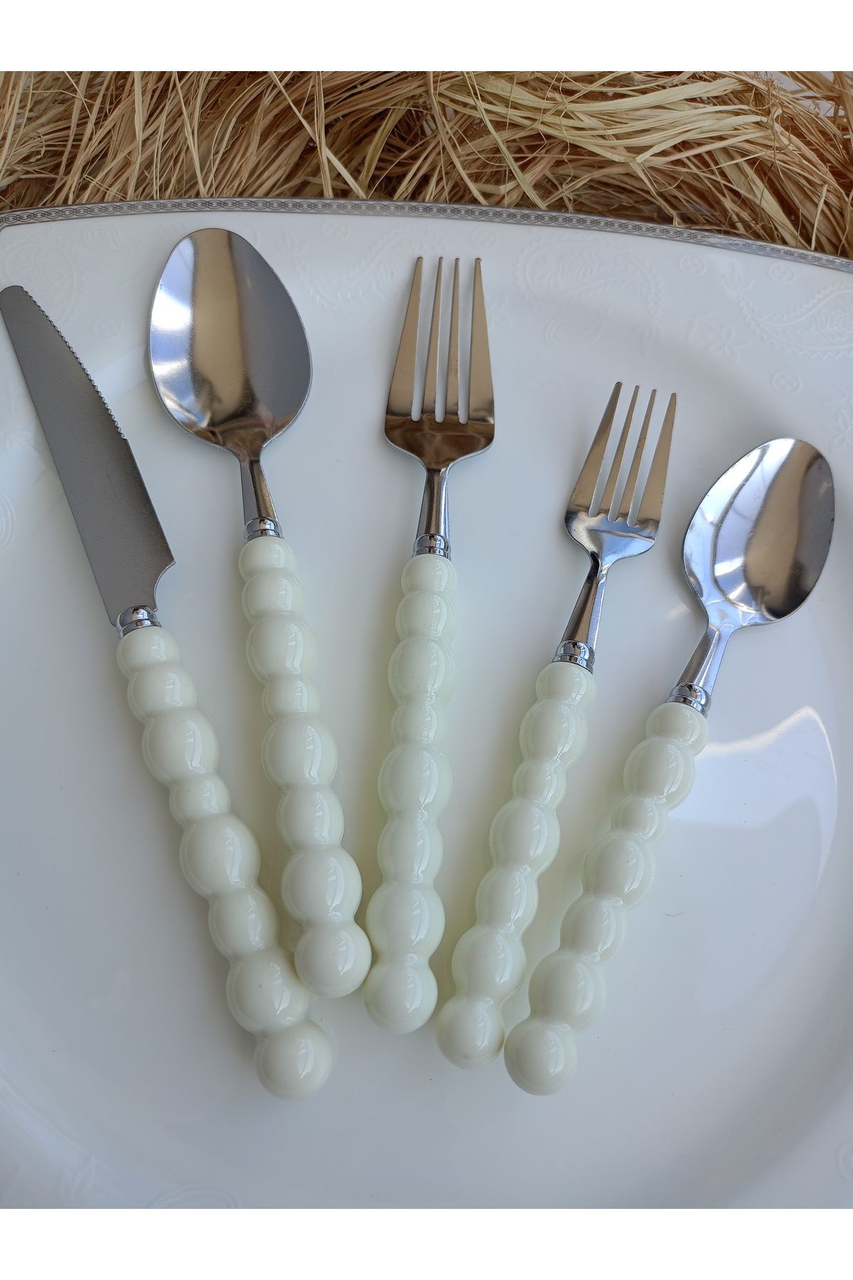Home İncili çatal kaşık tam set -bıçaklı