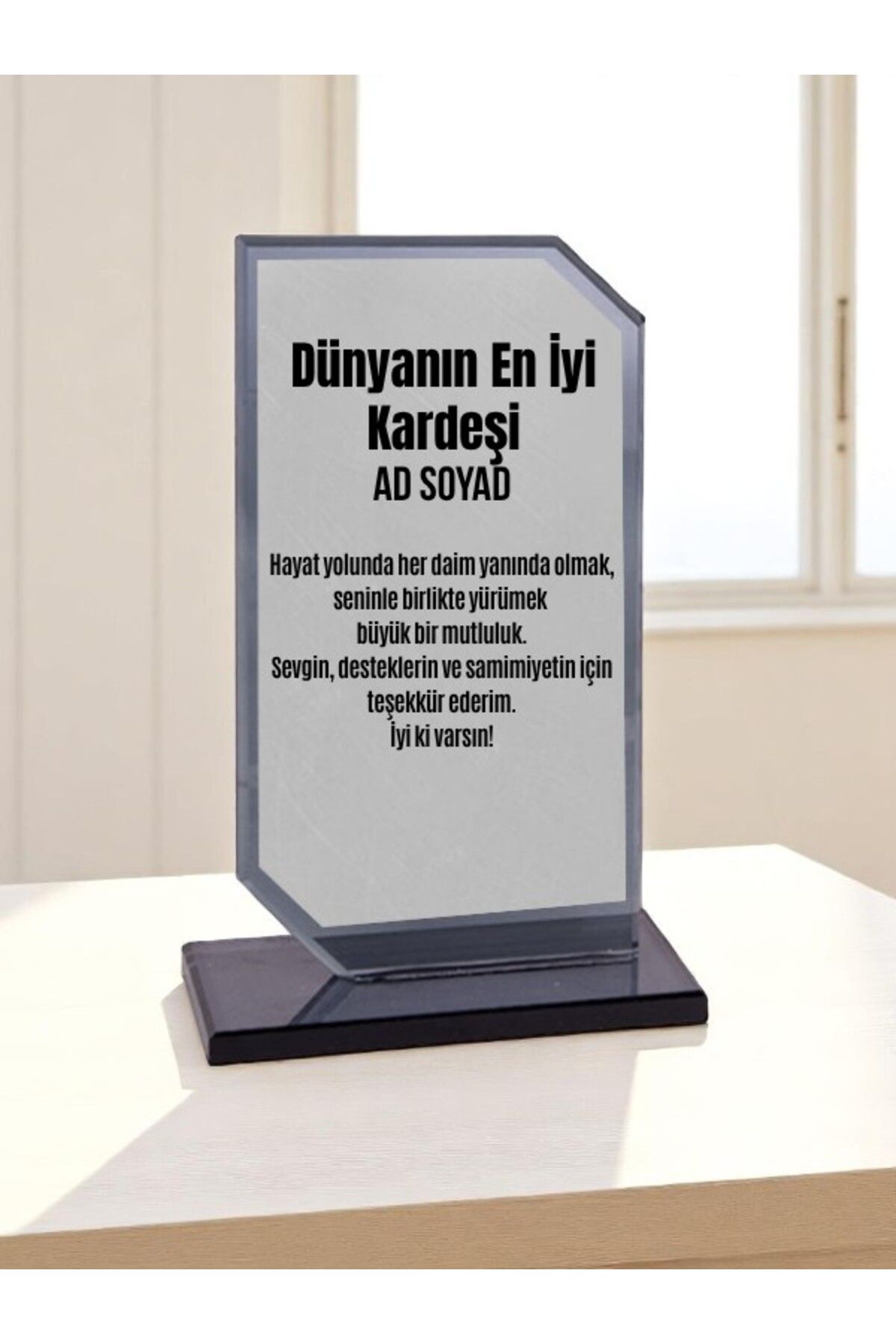 lili hediyelik Plaket Isme Özel Kardeşe Ödül Başarı Hediyesi