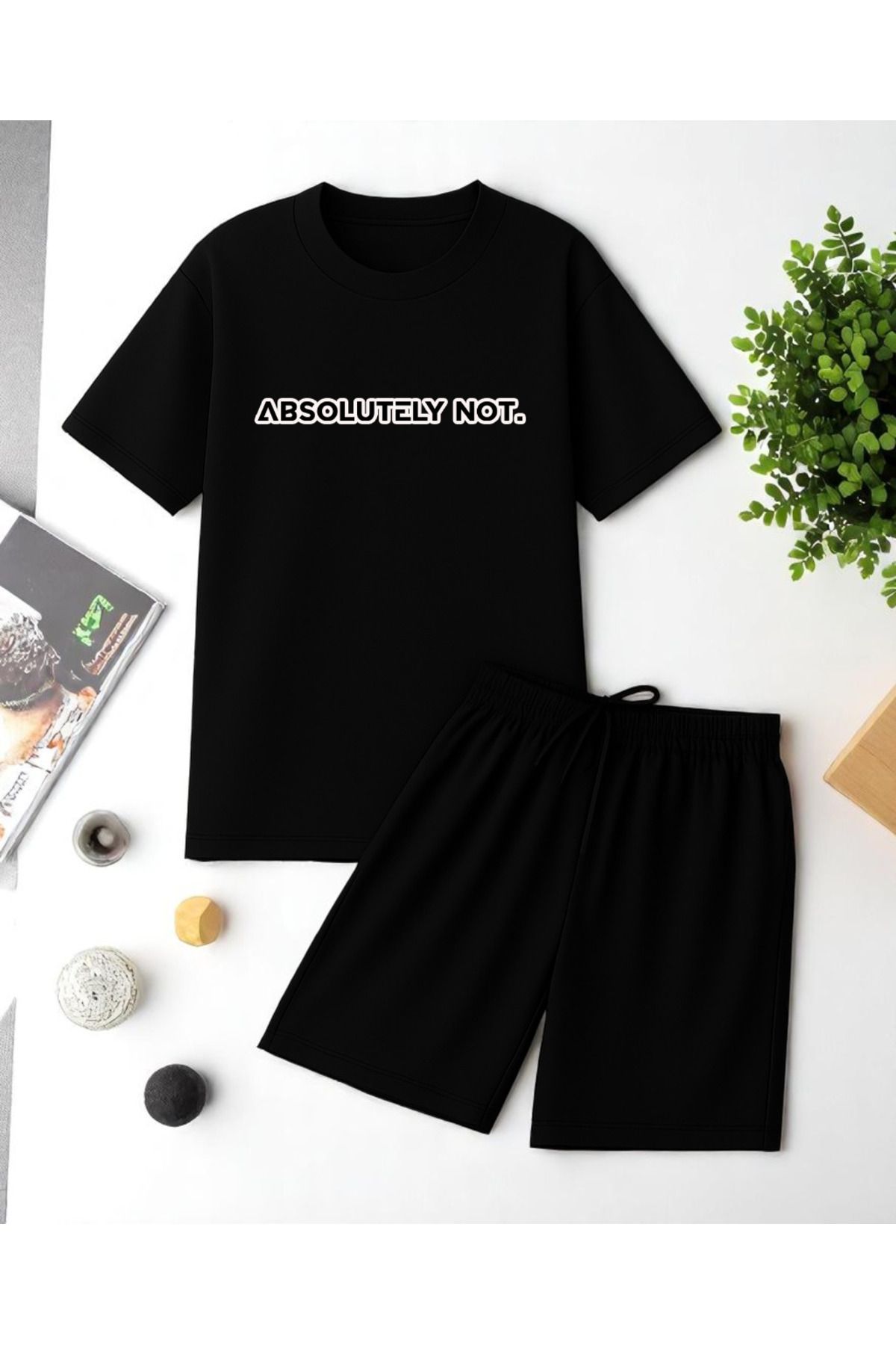 uyguntarz Unisex Kesinlikle Hayır. Tasarım Basklı Tshirt Şort Takımı