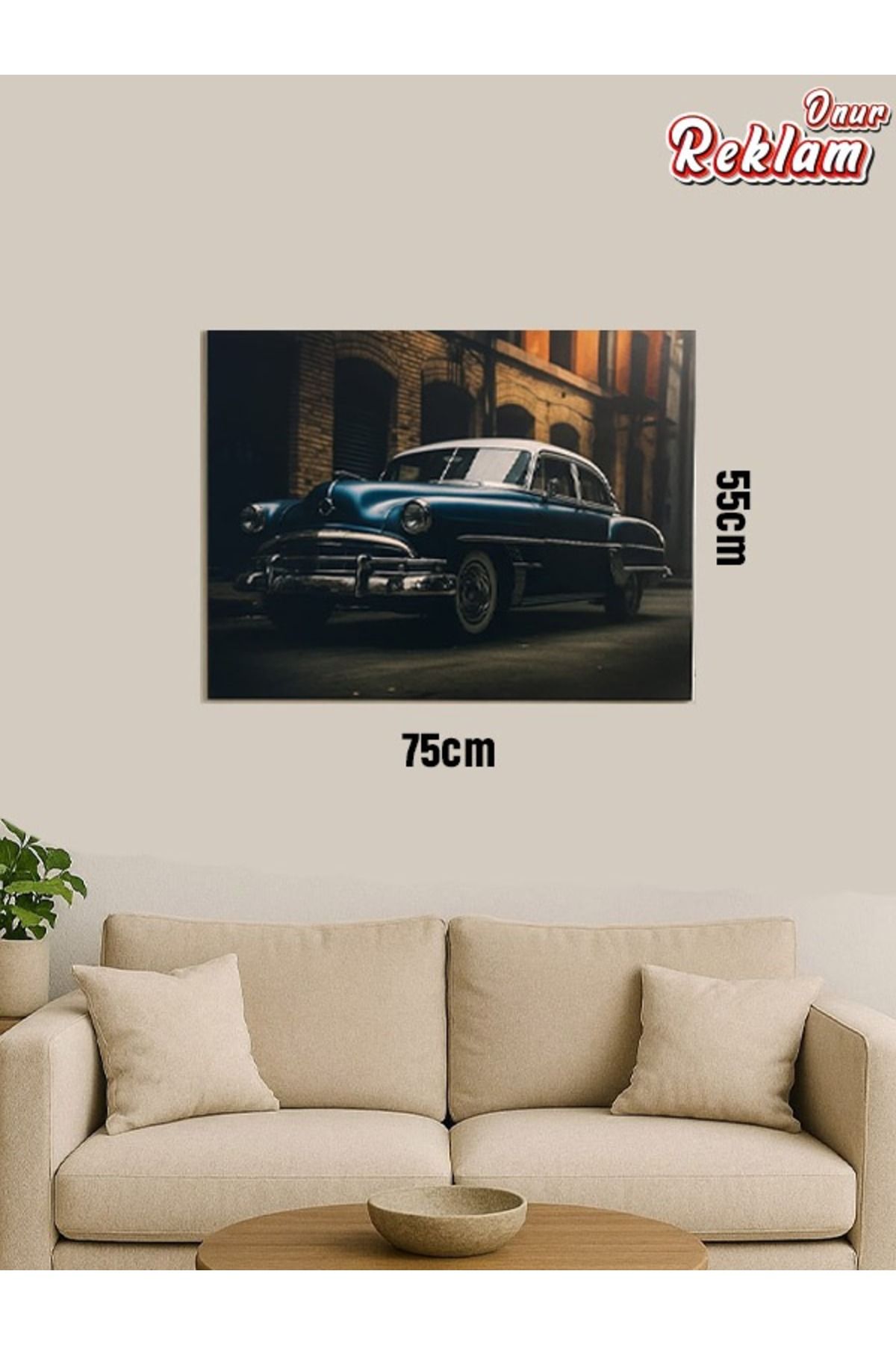 onurreklamonline klasik araba temalı dekota tablo 75x55 cm