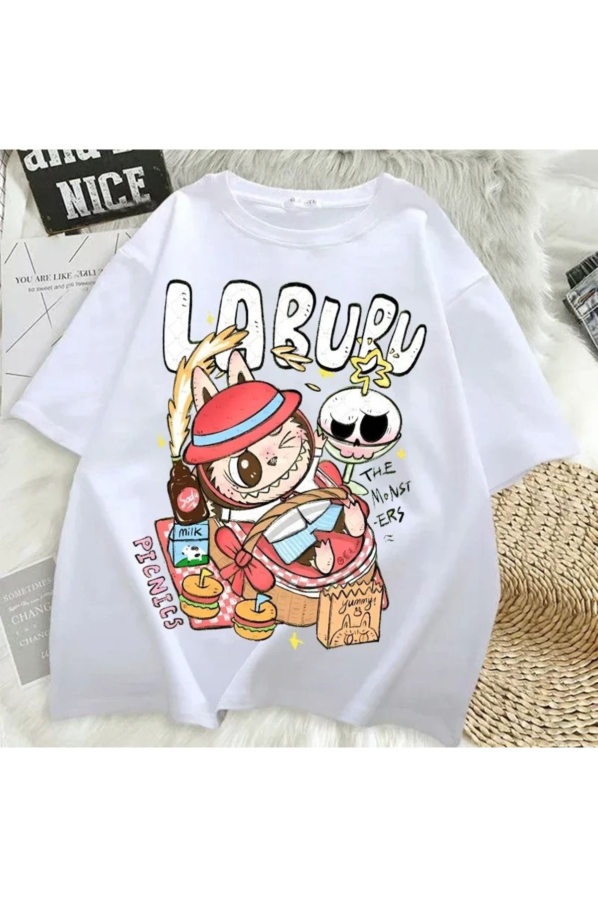 JANSO GROUP -KADIN LABOBO02 2025 BASKILI TSHIRT OVERSİZE PAMUKLU