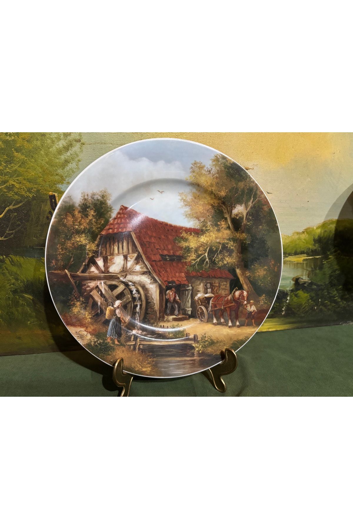 tayfuntufan antika koleksiyon limoges france 26 cm çapında porselen dekor tabağı -8706512
