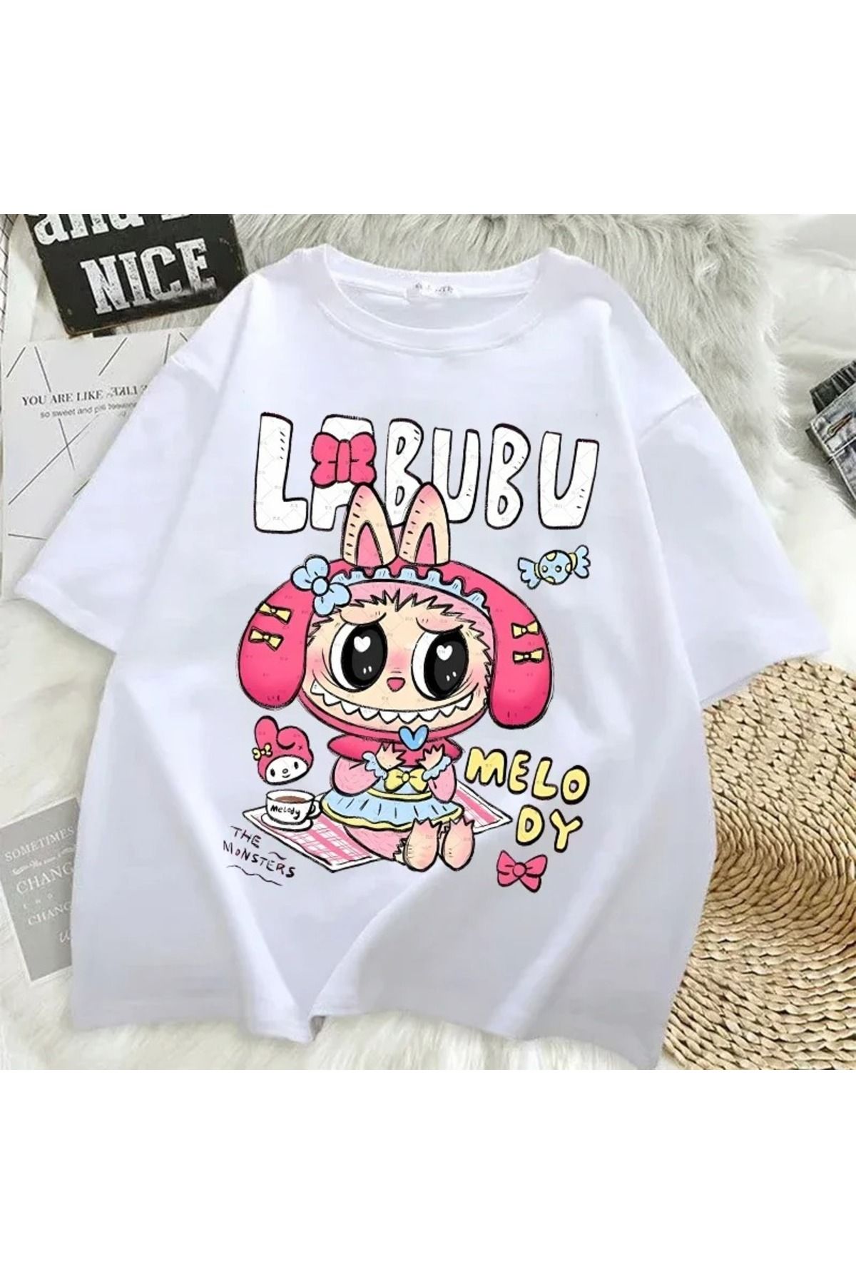 JANSO GROUP -KADIN LABOBO02 2025 BASKILI TSHIRT OVERSİZE PAMUKLU