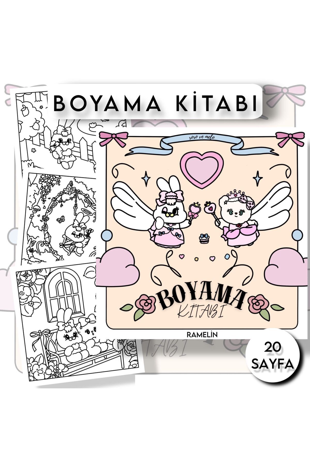 ramelin Boyama Kitabı Yetişkin ve Çocuk Tavşan ve Kedi