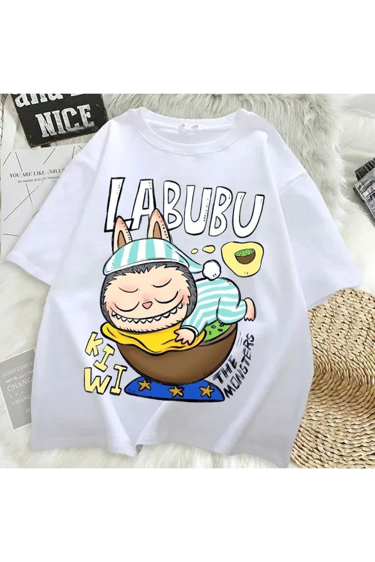 JANSO GROUP -KADIN LABOBO03 2025 BASKILI TSHIRT OVERSİZE PAMUKLU