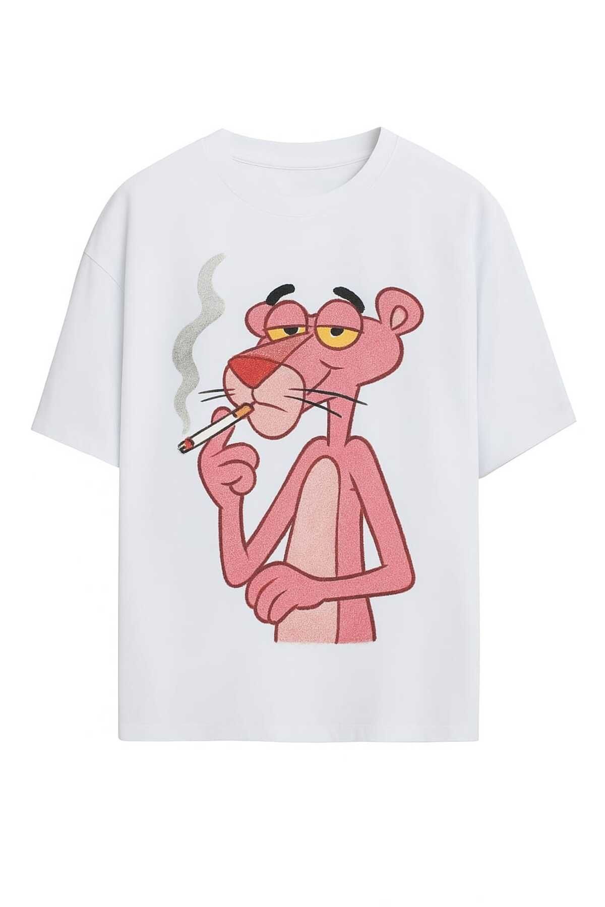 MAGORS KGraffTee Unisex %100 Organik Pamuk Relaxed Fit Yuvarlak Yakalı Karakter Baskılı Beyaz T-shirt