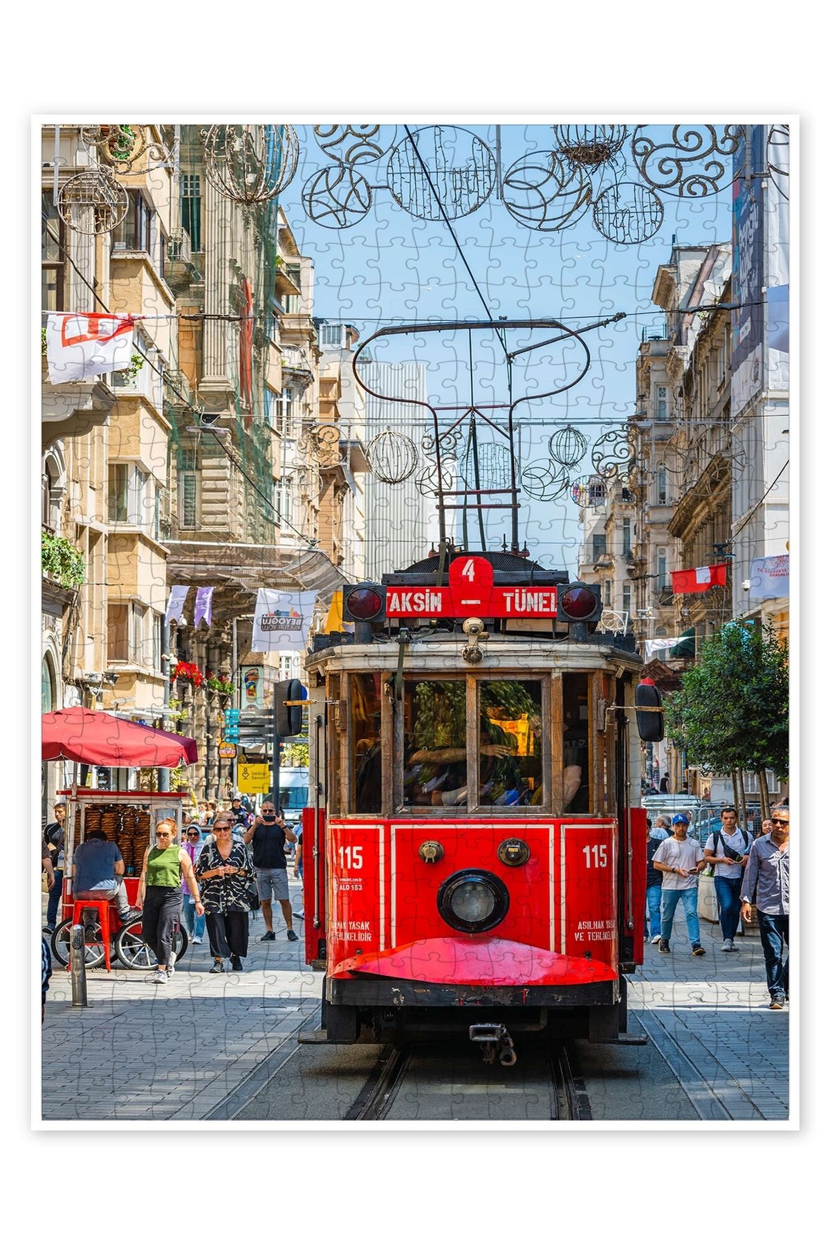 Jeronkarji İstanbul, Türkiye'de kırmızı tramvay 500 Parça Puzzle Yapboz Şehir Manzara Temalı Hobilik