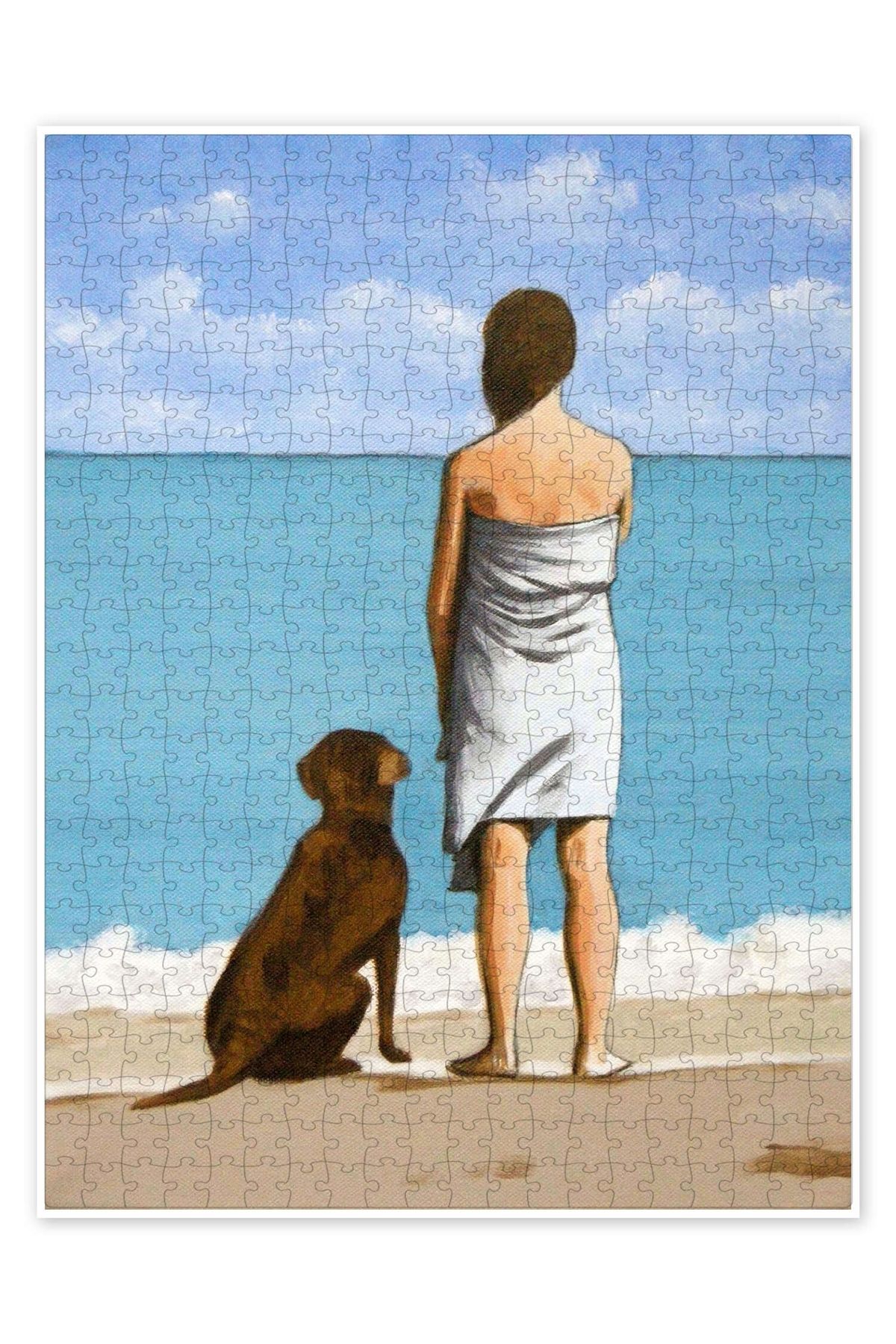 Jeronkarji Sahilde Köpek 500 Parça Puzzle Yapboz Kedi Köpek Temalı Doğa ve Orman Hayvanları