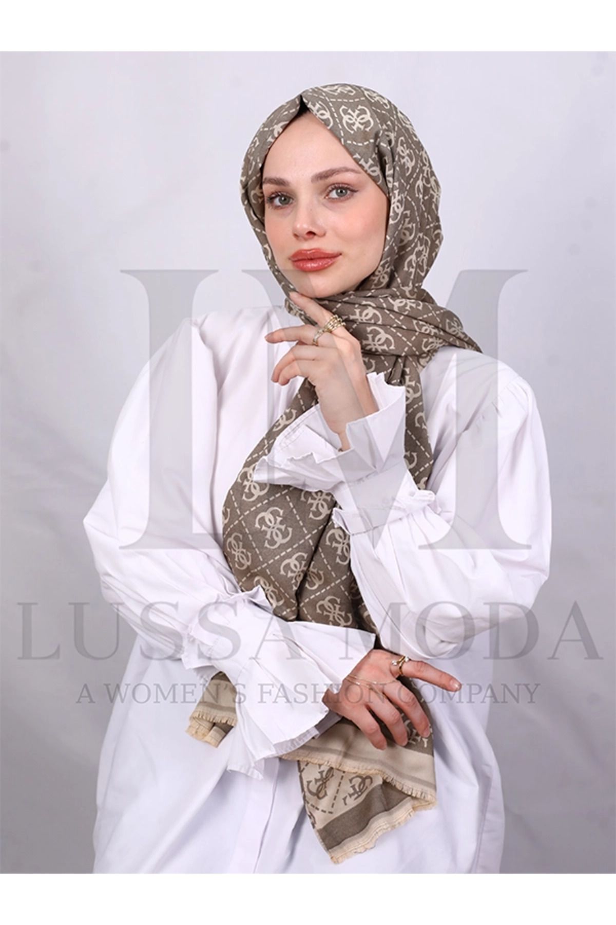 LUSSAMODA G DESENLİ ÇİFT TARAFLI PAMUK ŞAL