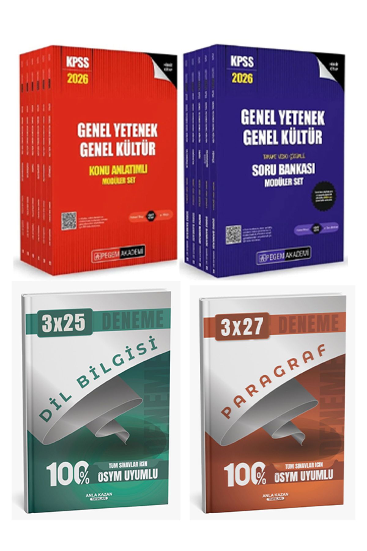 Anla Kazan Yayınları Pegem + Anla Kazan 2026 KPSS GYGK Konu + Soru Bankası + Anla Kazan Deneme Modüler 4 lü Set