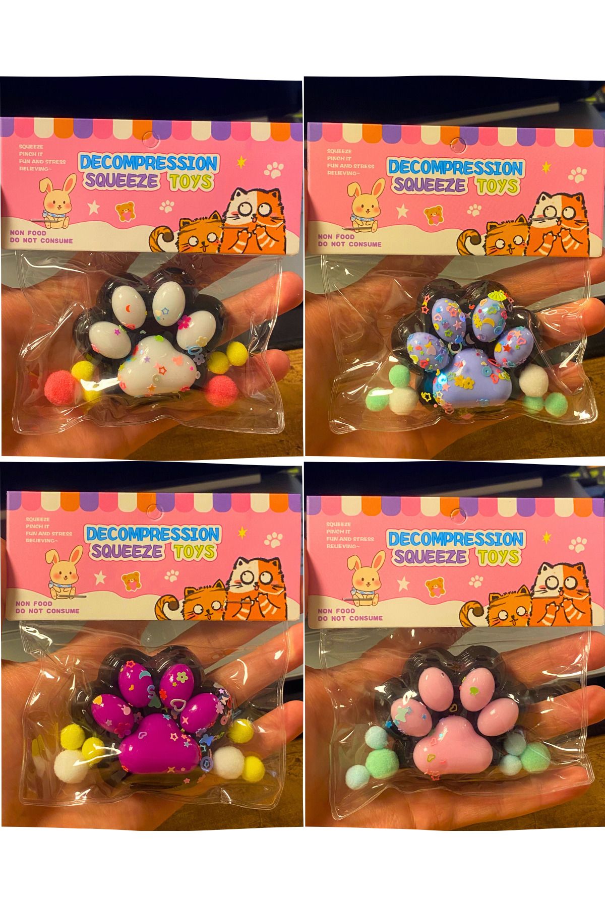 TUENGİ STORE Kedi Patisi Squishy Oyuncak Sevimli Pati Yapışkan Sukuşi Sıkma Oyuncağı Uzayan Stres Oyuncağı