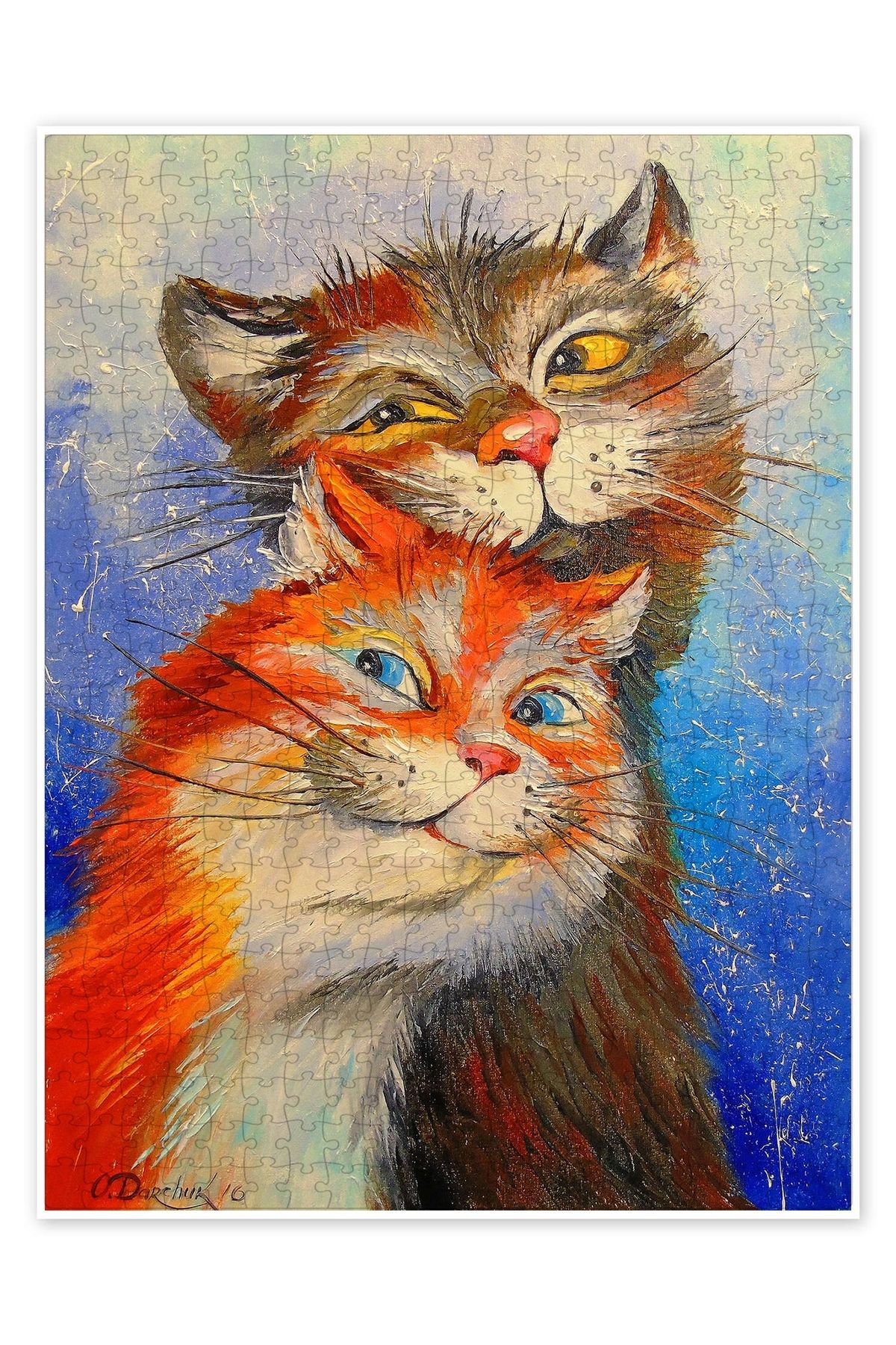 Jeronkarji Kediler çift 500 Parça Puzzle Yapboz Kedi Köpek Temalı Doğa ve Orman Hayvanları