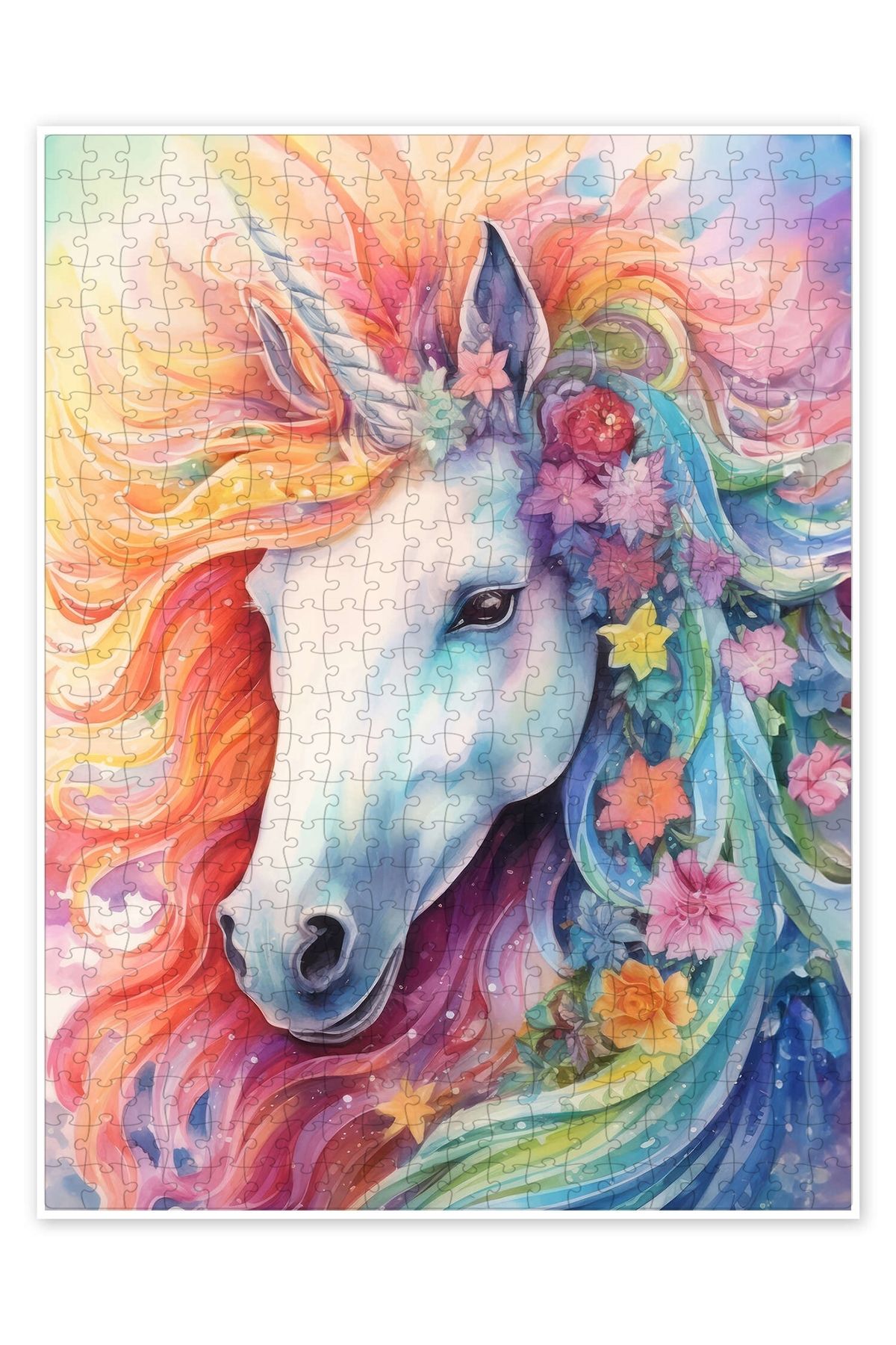 Jeronkarji Renkli Unicorn 500 Parça Puzzle Yapboz Çocuklar için Neşeli Hayvan Temalı