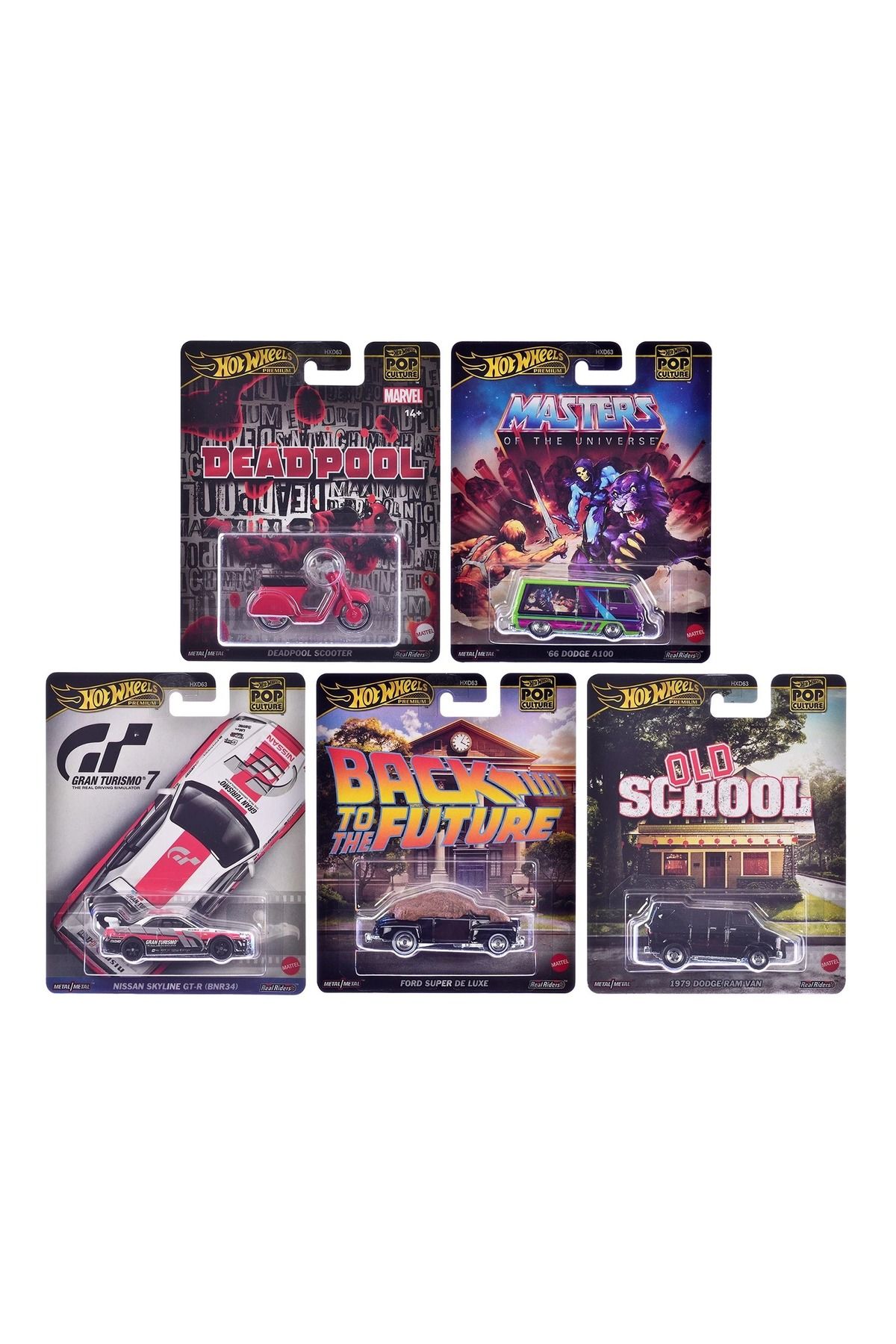 HOT WHEELS Pop Culture 5’li Set – GT-R, Deadpool, Dodge A100, Ram Van, Ford Super De Luxe